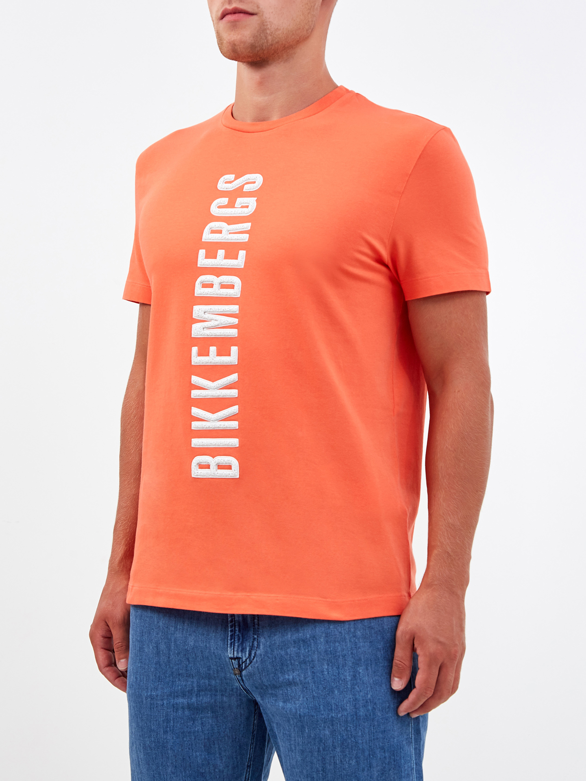 Яркая футболка из хлопка с фактурным логотипом BIKKEMBERGS, цвет оранжевый, размер M;2XL;3XL - фото 3