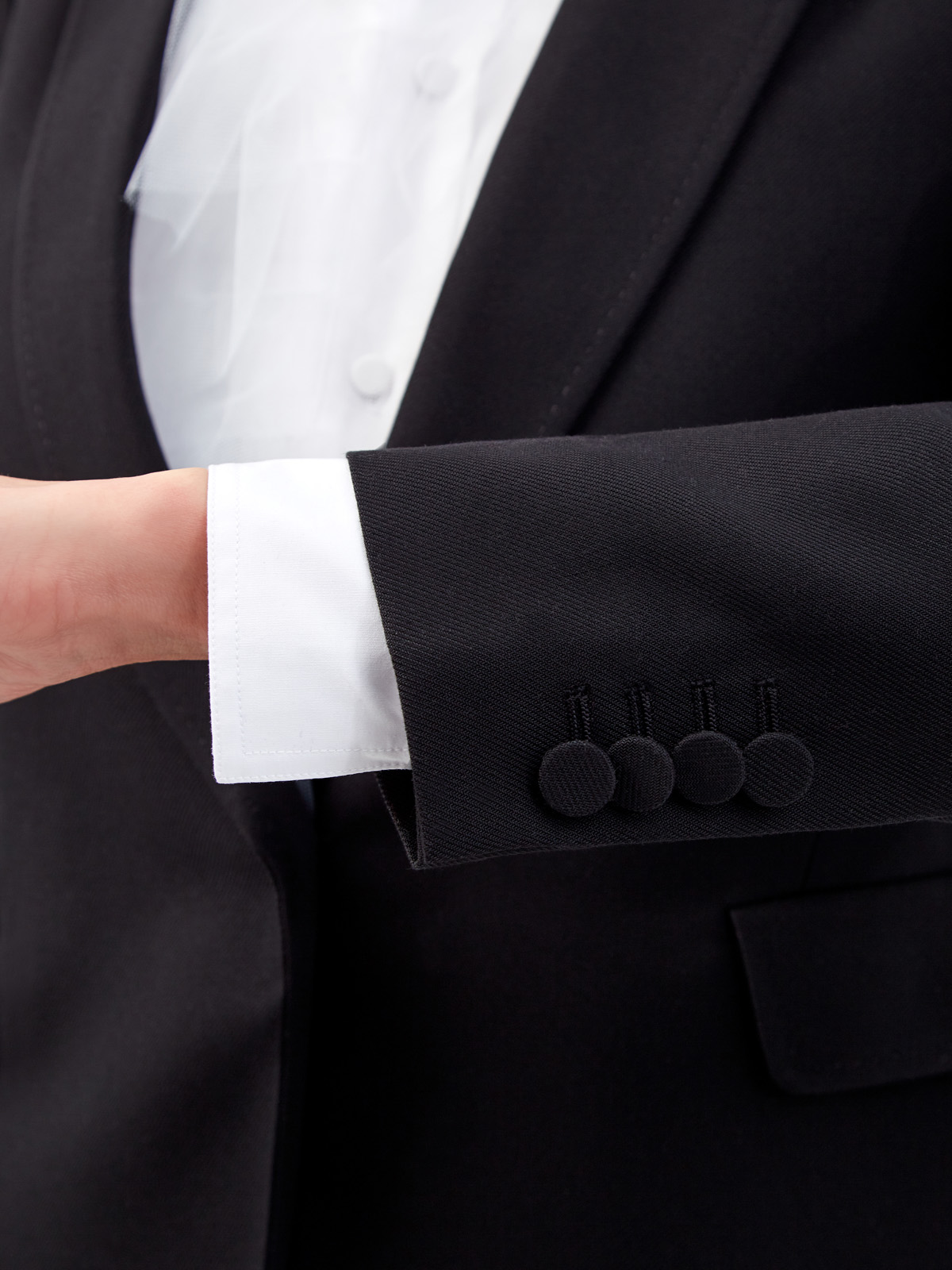 Жакет архитектурного кроя из шелковой саржи VALENTINO, цвет черный, размер 40;42 - фото 6
