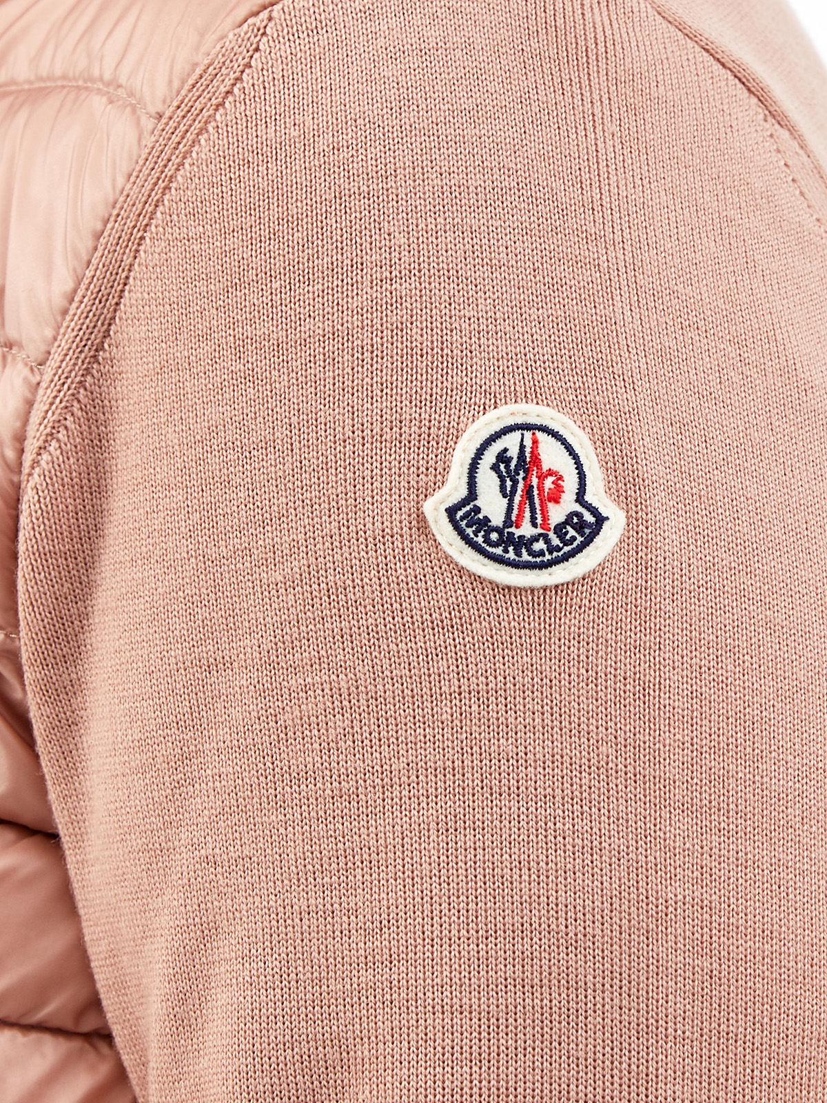 Утепленный кардиган в стиле urban из шерсти и нейлона MONCLER, цвет розовый, размер XS;M;L;S - фото 5