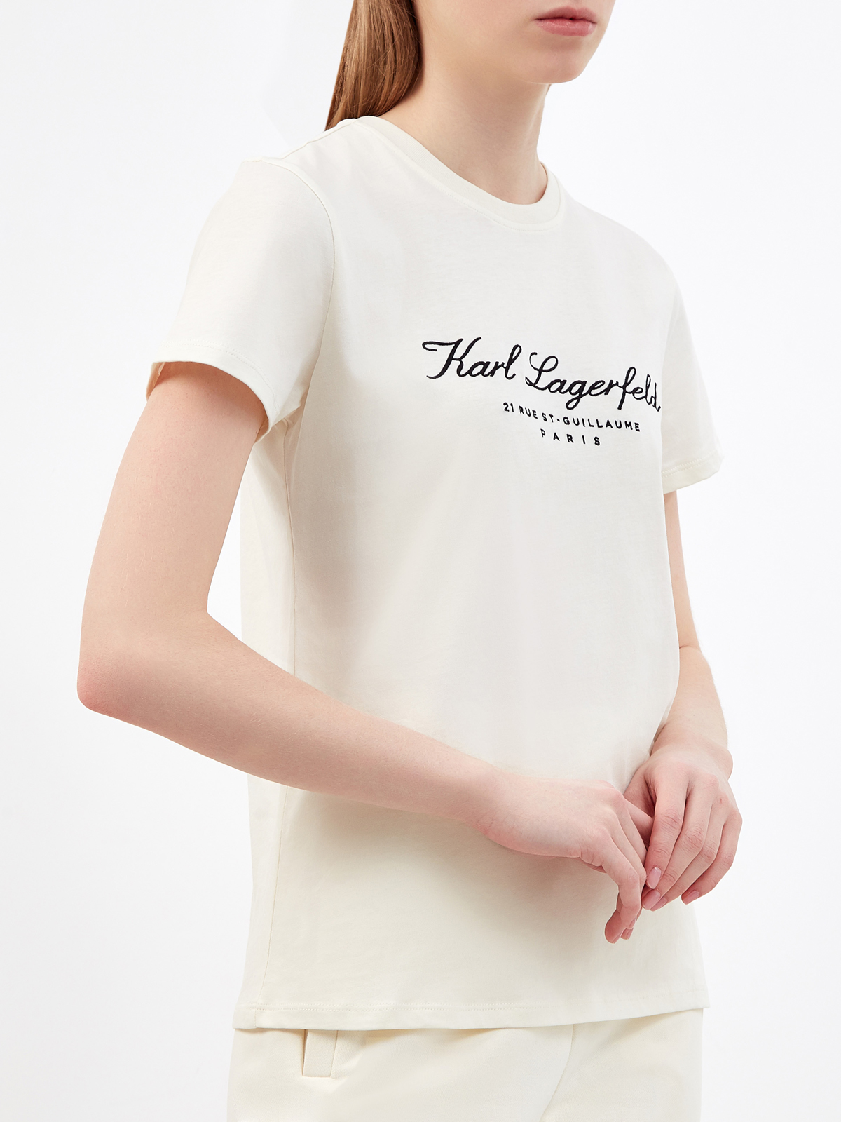 Хлопковая футболка из коллекции Hotel KARL KARL LAGERFELD, цвет бежевый, размер XS;M;L;S - фото 3