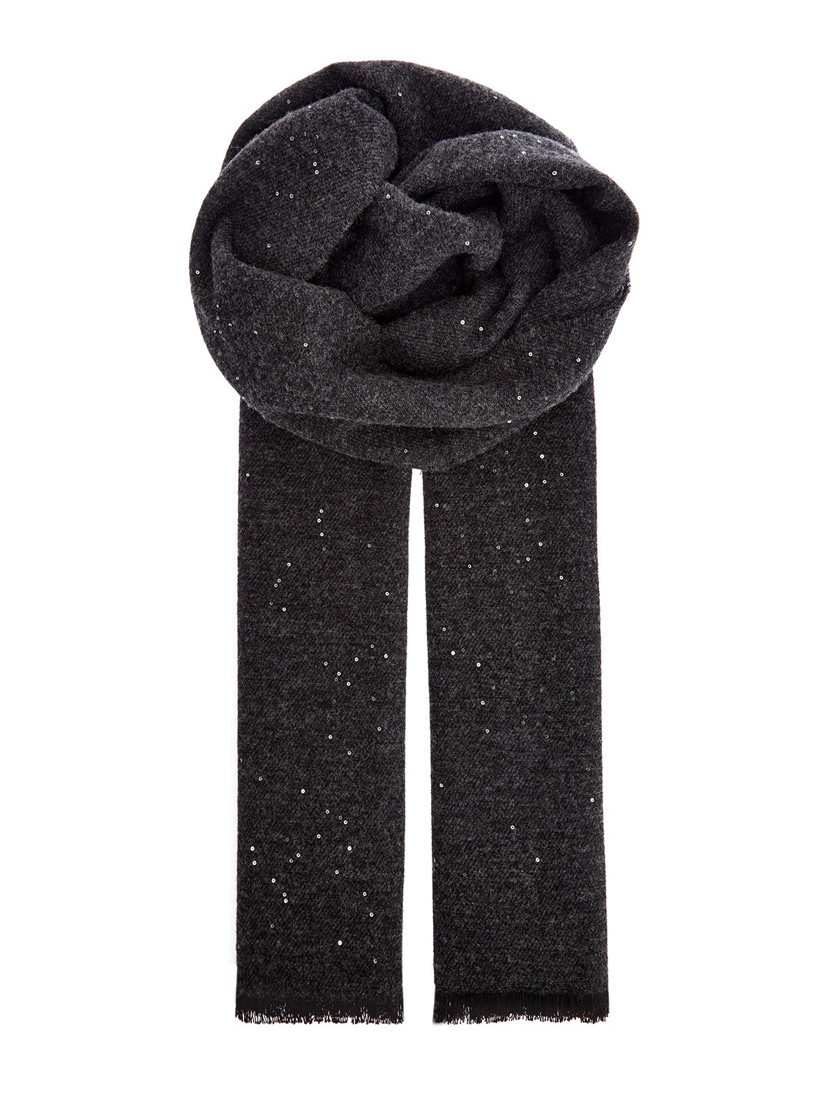 Шарф с вплетенными мерцающими пайетками и бахромой 29440₽