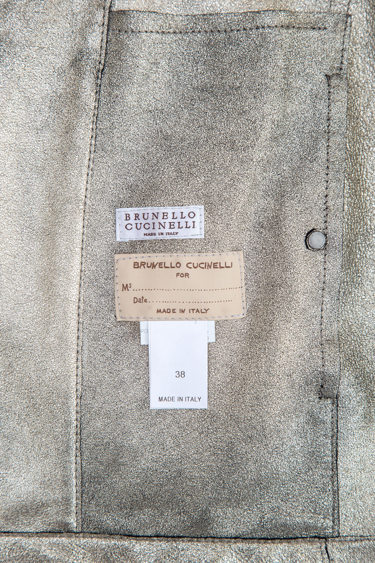 Куртка из кожи наппа Natural & Lamé с контрастной изнаночной стороной BRUNELLO CUCINELLI, цвет черный, размер 40 - фото 6