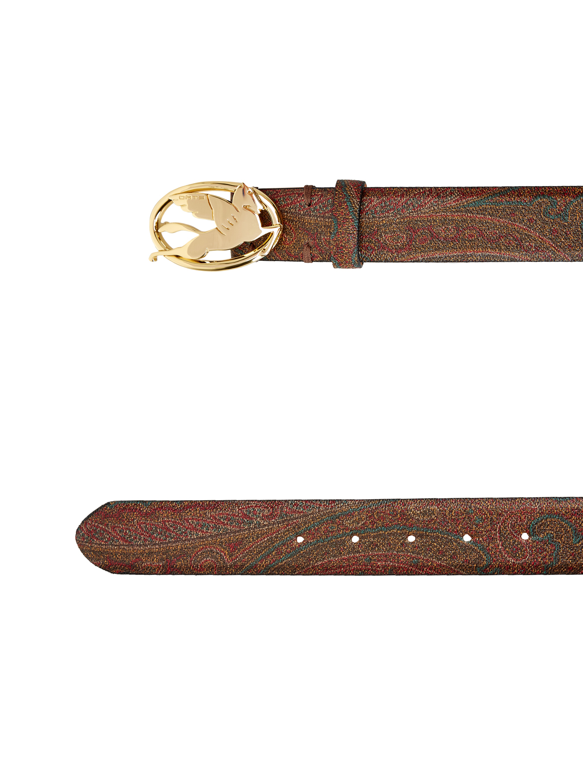 Ремень с узором пейсли и литой пряжкой в форме логотипа ETRO, цвет коричневый, размер 44;46;48;42 - фото 2