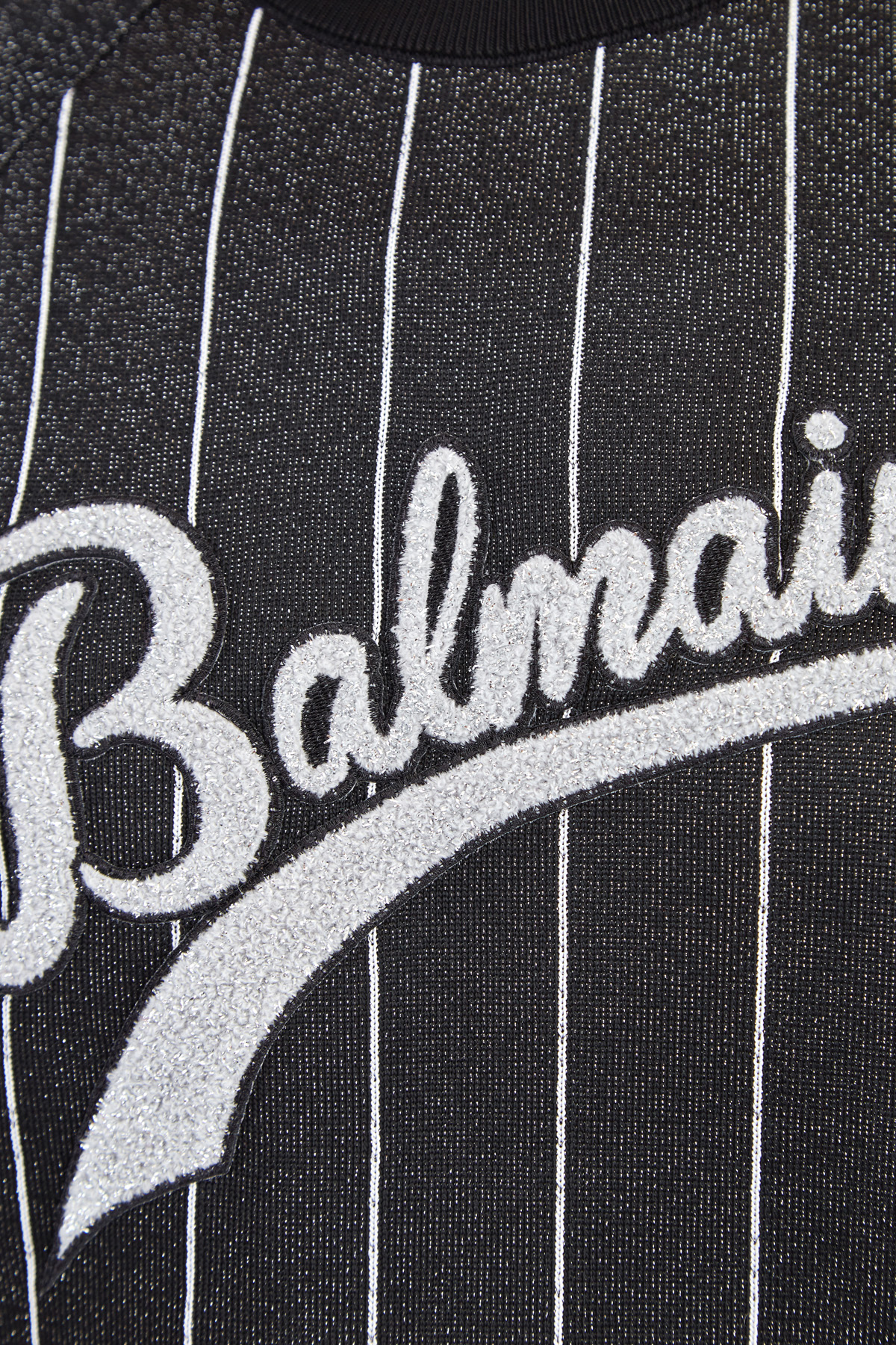 Oversize-джемпер с коротким рукавом с отделкой в спортивном стиле BALMAIN, цвет черный, размер 36;34 - фото 5