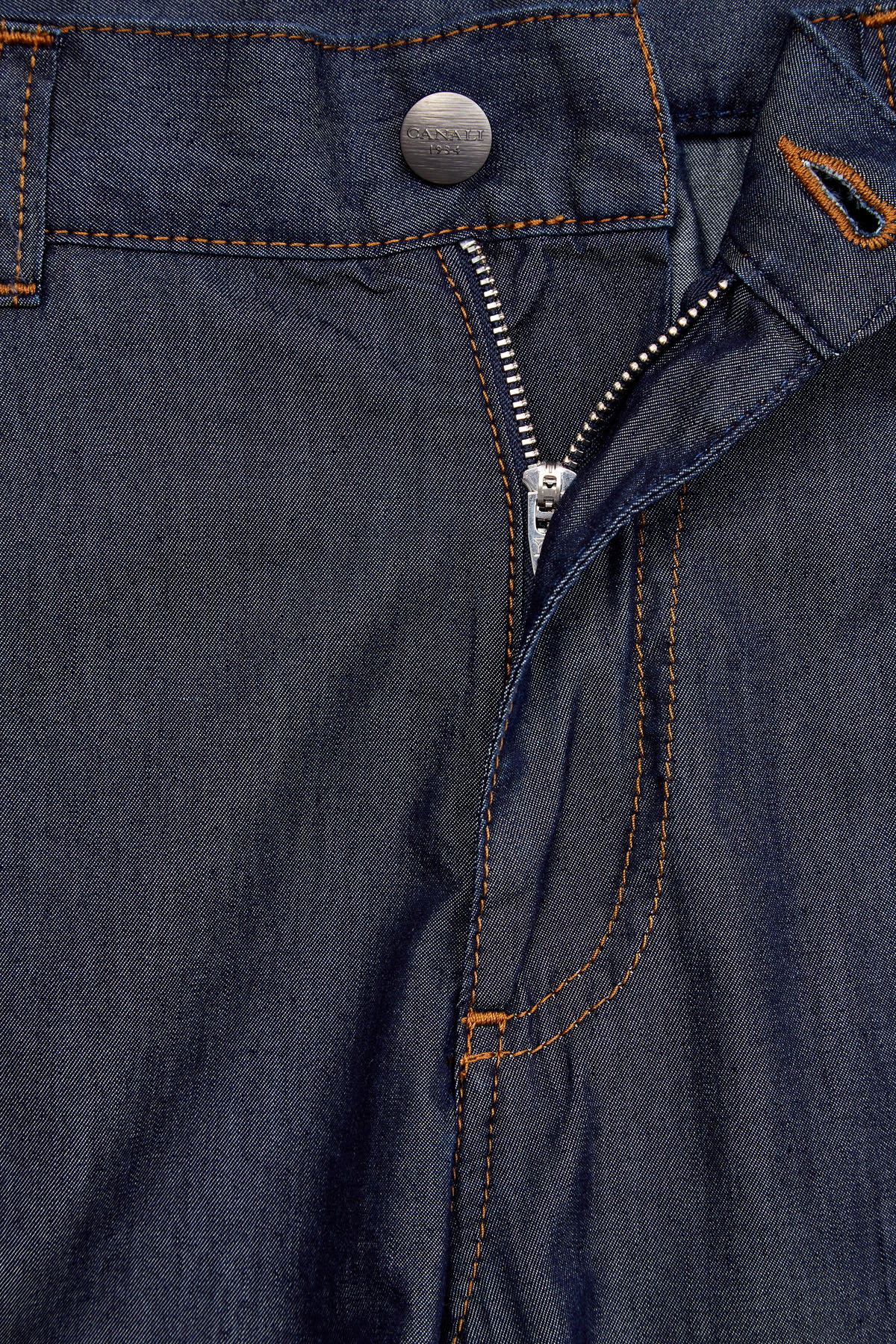 Джинсы ручной работы из денима с добавлением шелка CANALI, цвет синий, размер 52;58;48 - фото 5