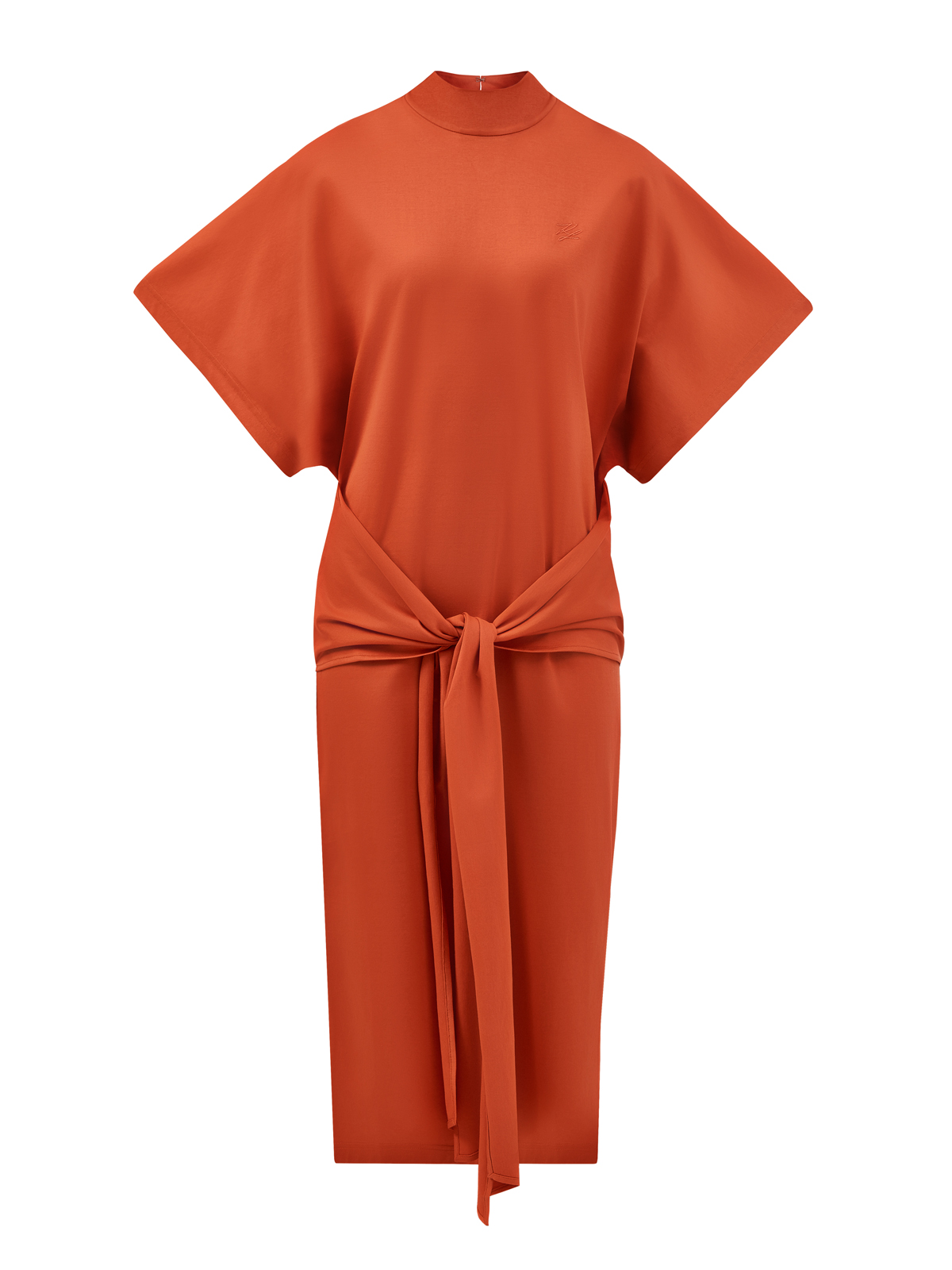 Платье-миди из джерси с поясом на запах KARL LAGERFELD, цвет оранжевый, размер S;M;L;XS - фото 1
