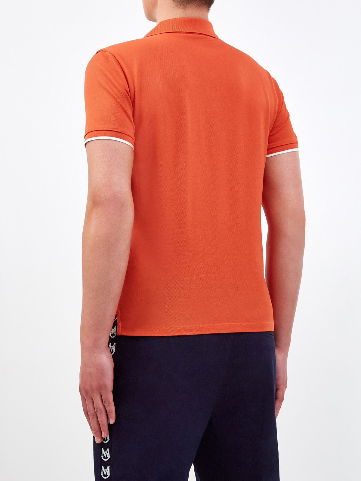 Поло из хлопкового пике с объемным логотипом бренда MONCLER, цвет оранжевый, размер M;L;2XL - фото 4