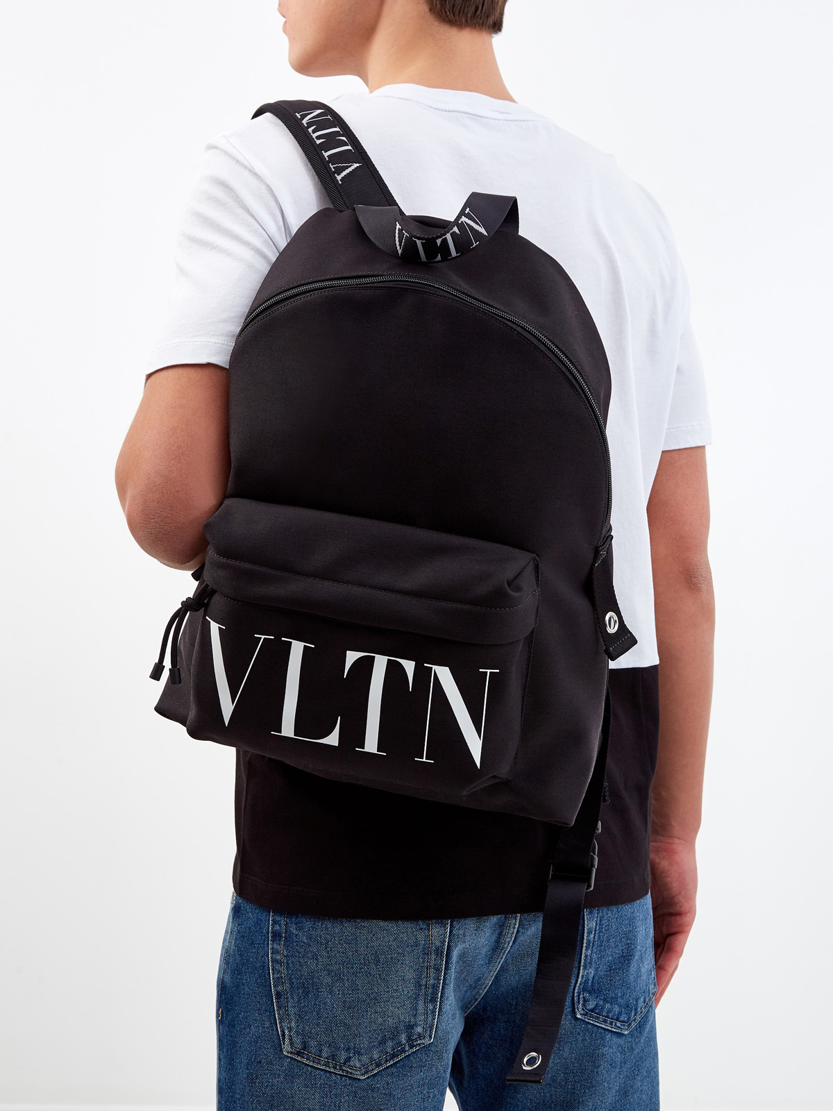 Вместительный рюкзак из нейлона с логотипом VLTN VALENTINO, цвет черный, размер 36;36.5;37;37.5;38;38.5;39;40;41;39.5 - фото 2