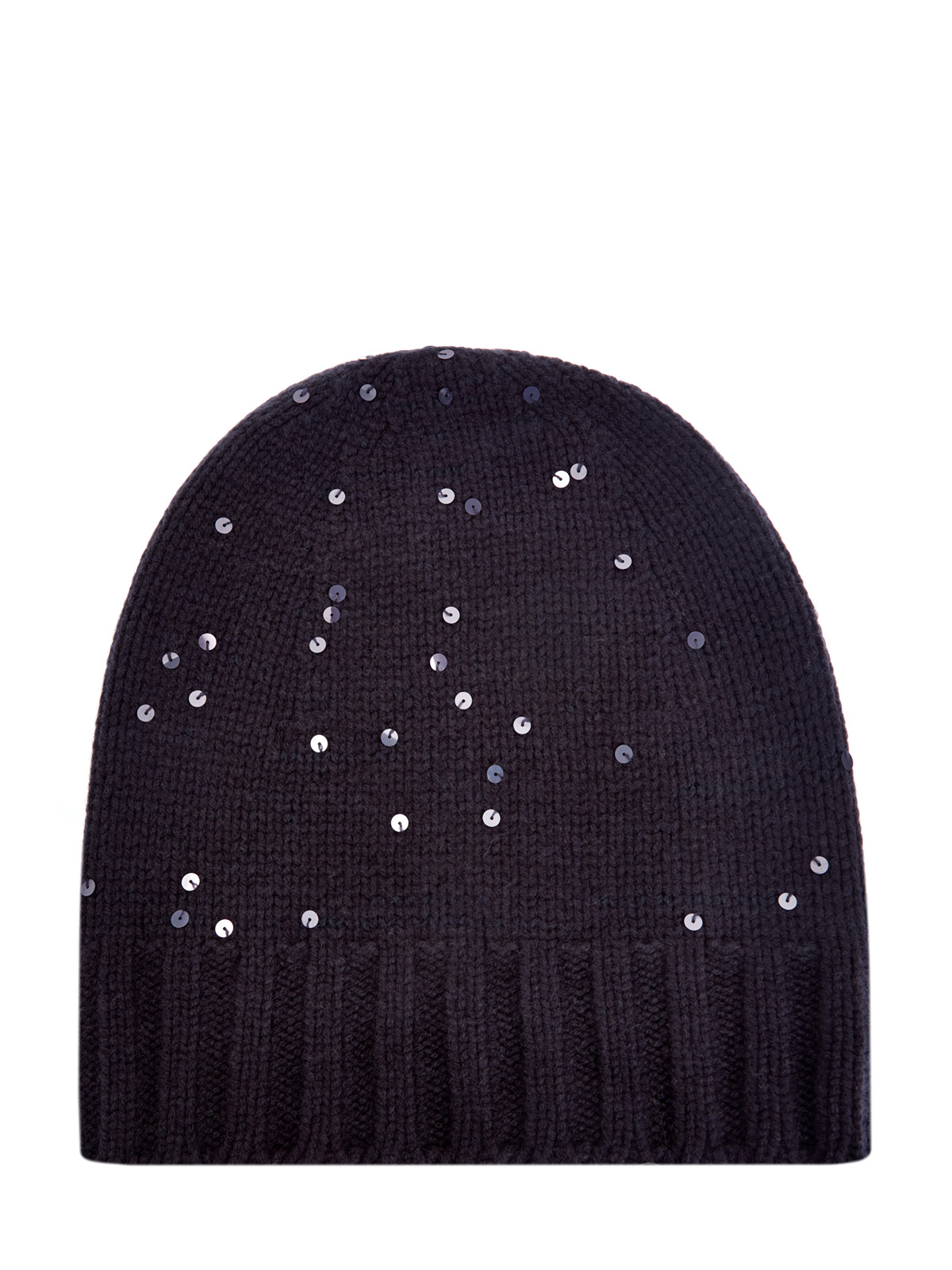 Шерстяная шапка с вплетенными пайетками LORENA ANTONIAZZI, цвет черный, размер M - фото 1