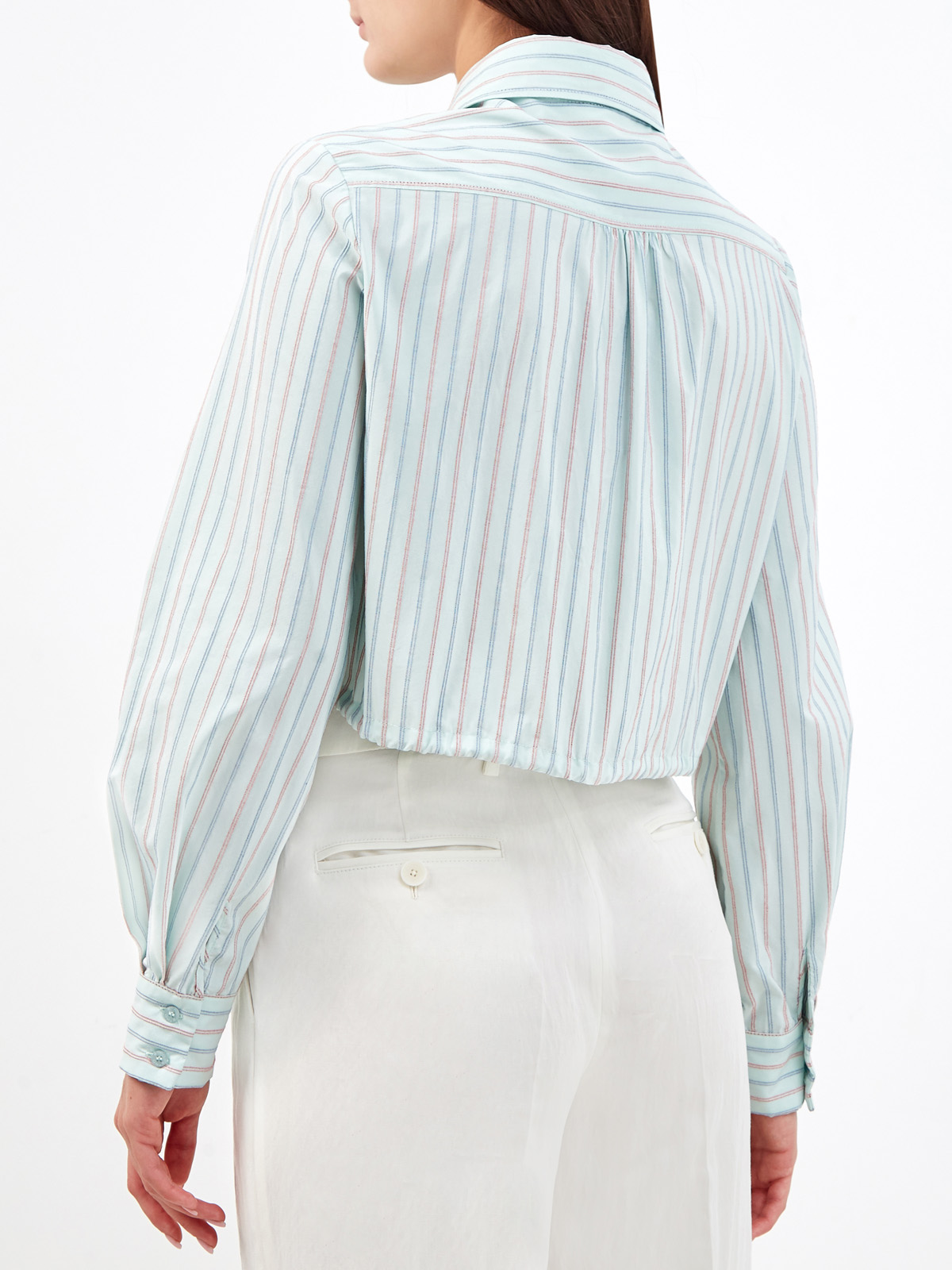 Кроп-рубашка в полоску с регулируемыми завязками ETRO, цвет голубой, размер 40;42;44;38 - фото 4