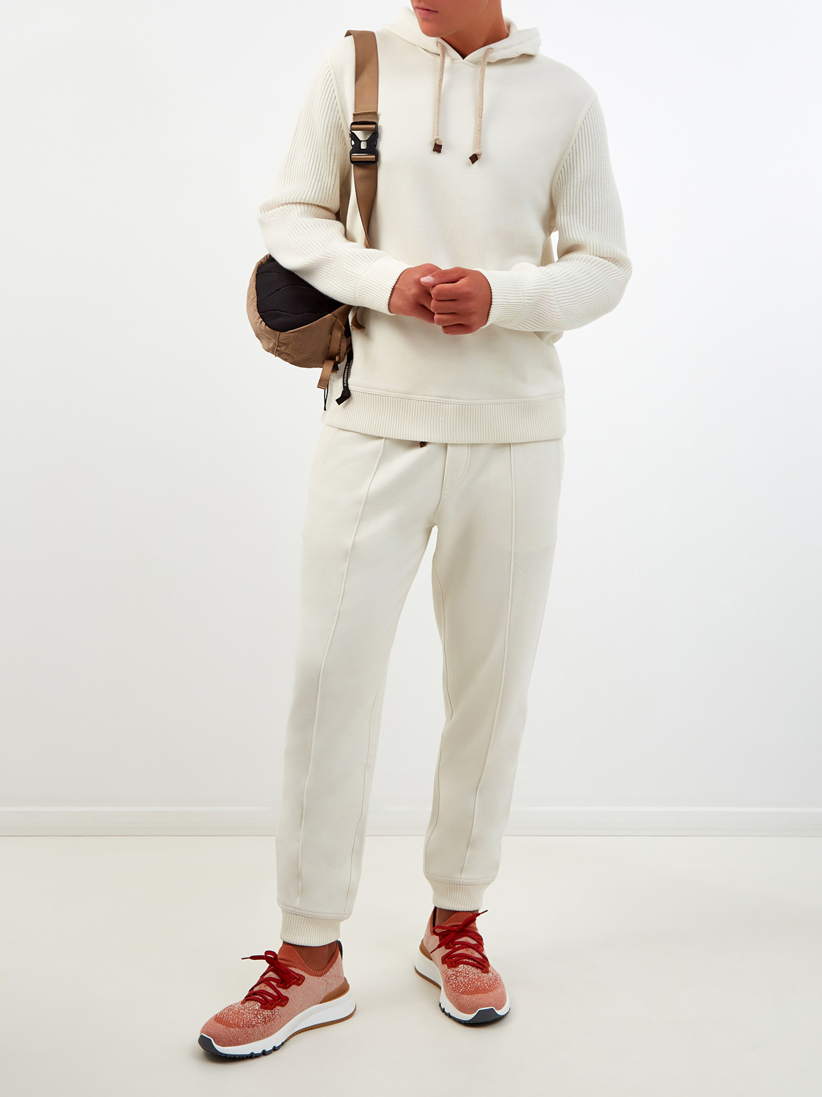 Хлопковые брюки-джоггеры с эластичным поясом на кулиске BRUNELLO CUCINELLI, цвет бежевый, размер 46;48;50 - фото 2