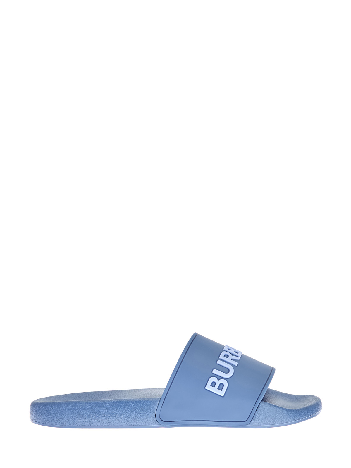 Шлепанцы из матового полимера с объемным логотипом BURBERRY, цвет синий, размер 6;7;8;9;10;11;12 - фото 1