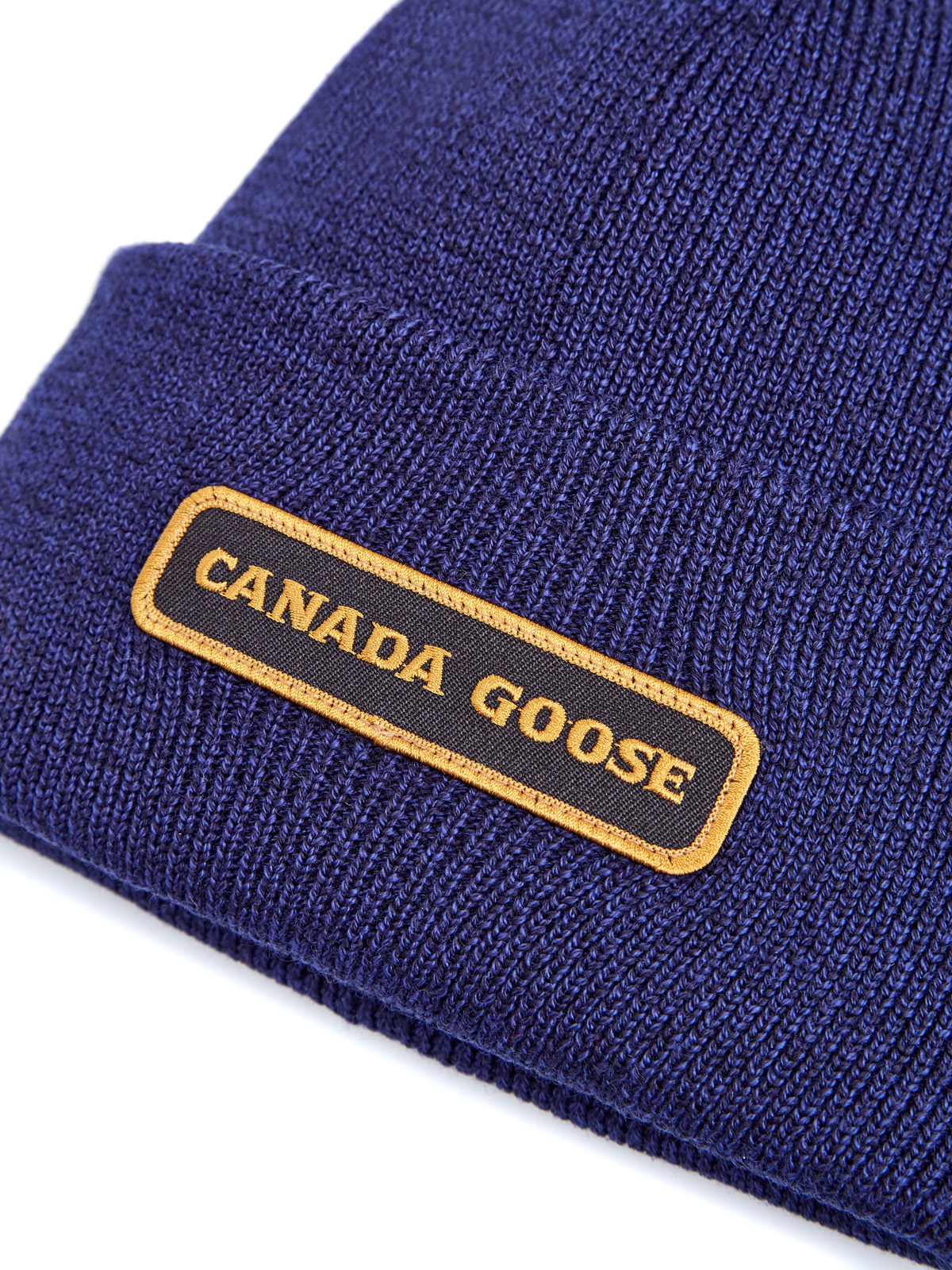 Шапка из меланжевой шерсти с контрастной нашивкой CANADA GOOSE, цвет синий, размер L;S - фото 3