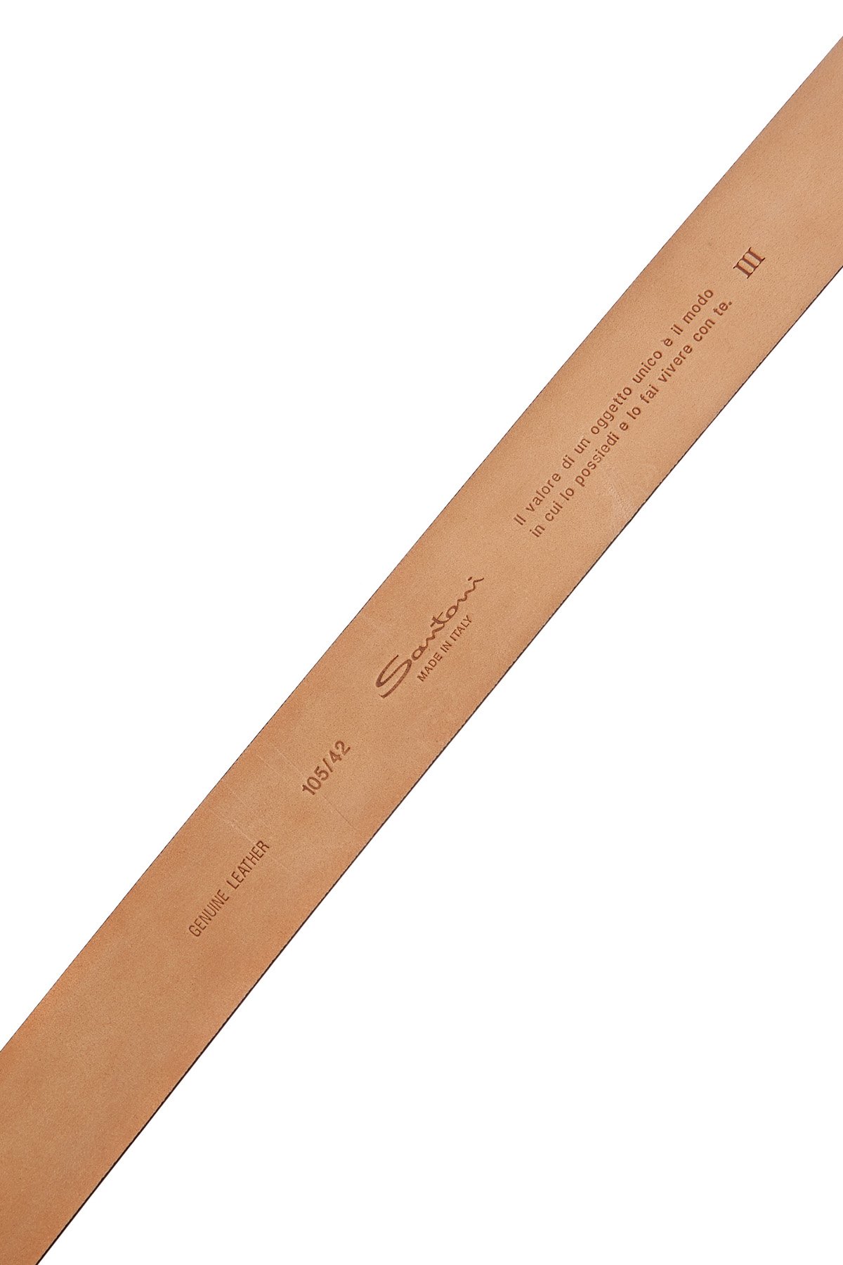 Кожаный ремень с патиной и глянцевой фурнитурой SANTONI, цвет коричневый, размер 48;50;52;54;56;58 - фото 4