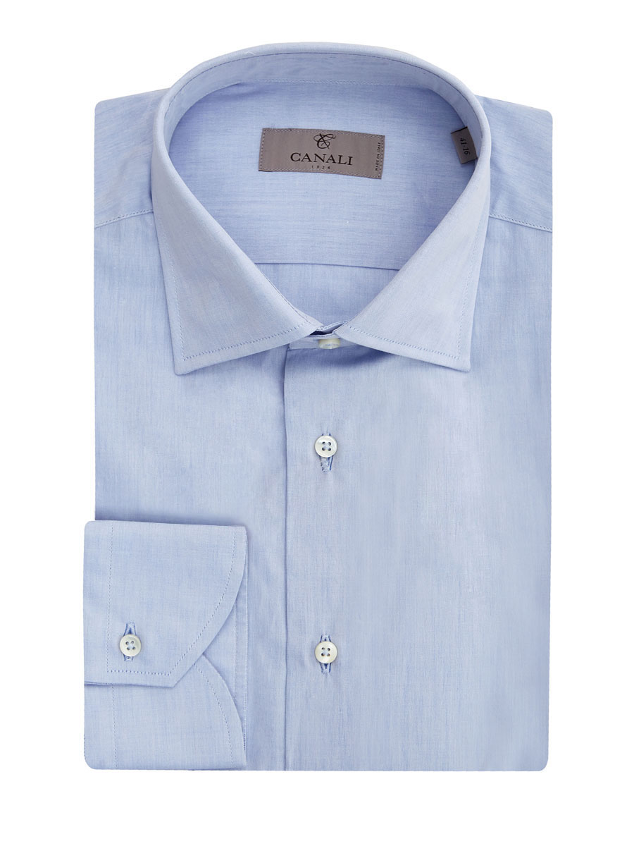 Базовая рубашка из хлопка с длинными рукавами CANALI, цвет голубой, размер 52;52;54;56;58;60;62