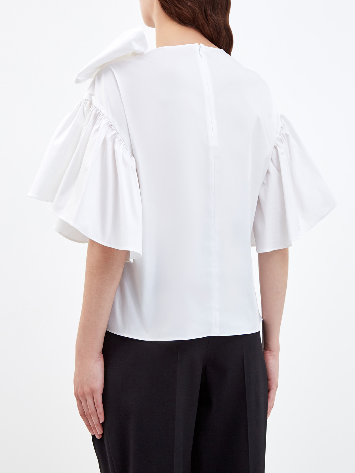 Блуза из хлопкового поплина с широким бантом REDVALENTINO, цвет белый, размер S;L - фото 4