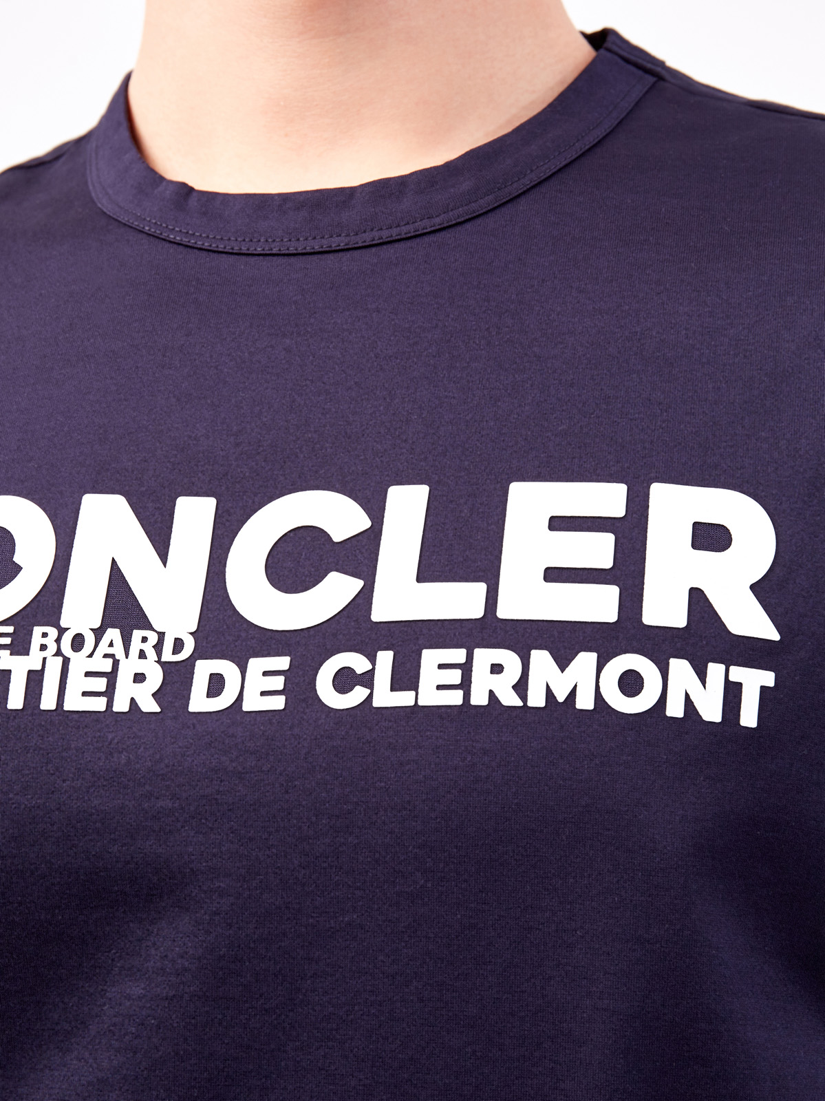 Хлопковая футболка с объемной аппликацией-леттерингом MONCLER, цвет синий, размер M;L;XL;3XL - фото 5