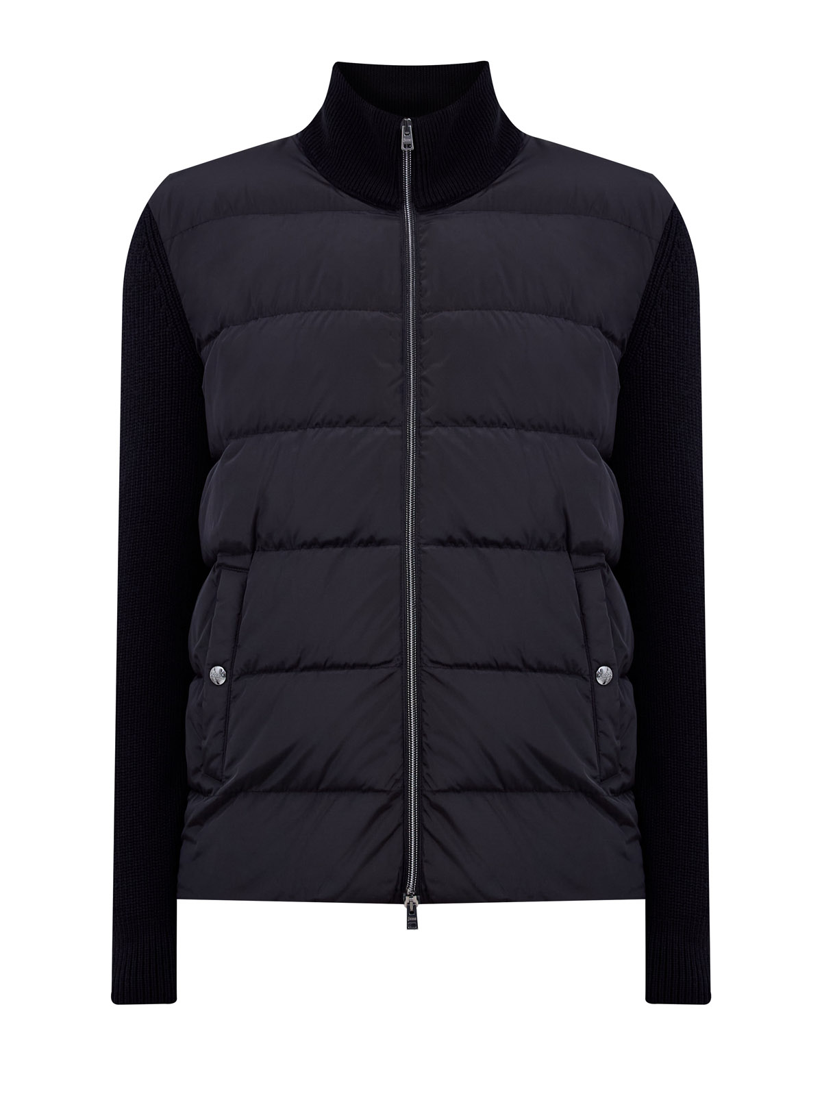 

Комбинированный кардиган с пуховой стеганой вставкой, Черный, Комбинированный кардиган с пуховой стеганой вставкой