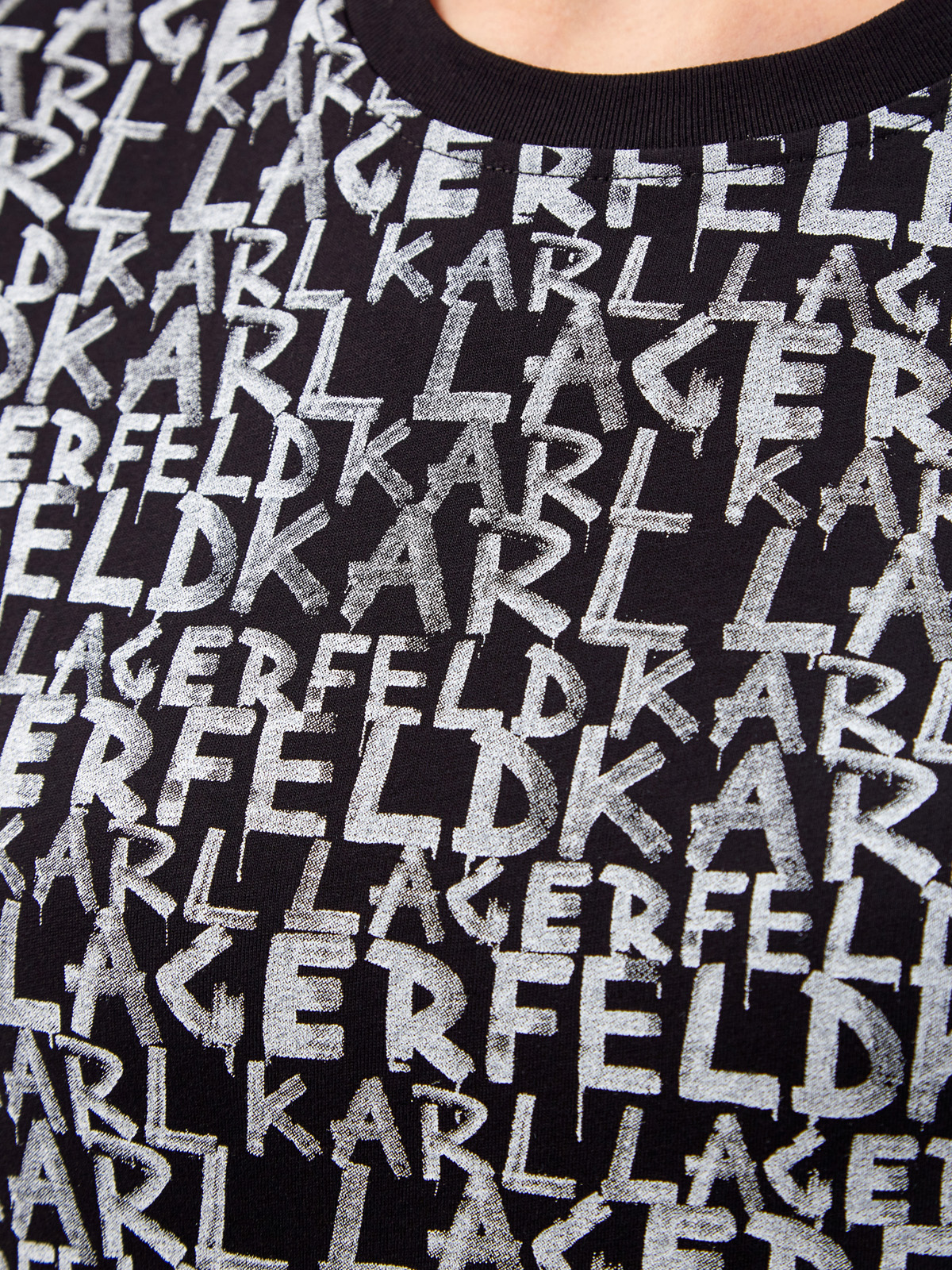 Хлопковая футболка с контрастным принтом в стиле леттеринг KARL LAGERFELD, цвет черный, размер XS;S;M;L - фото 5