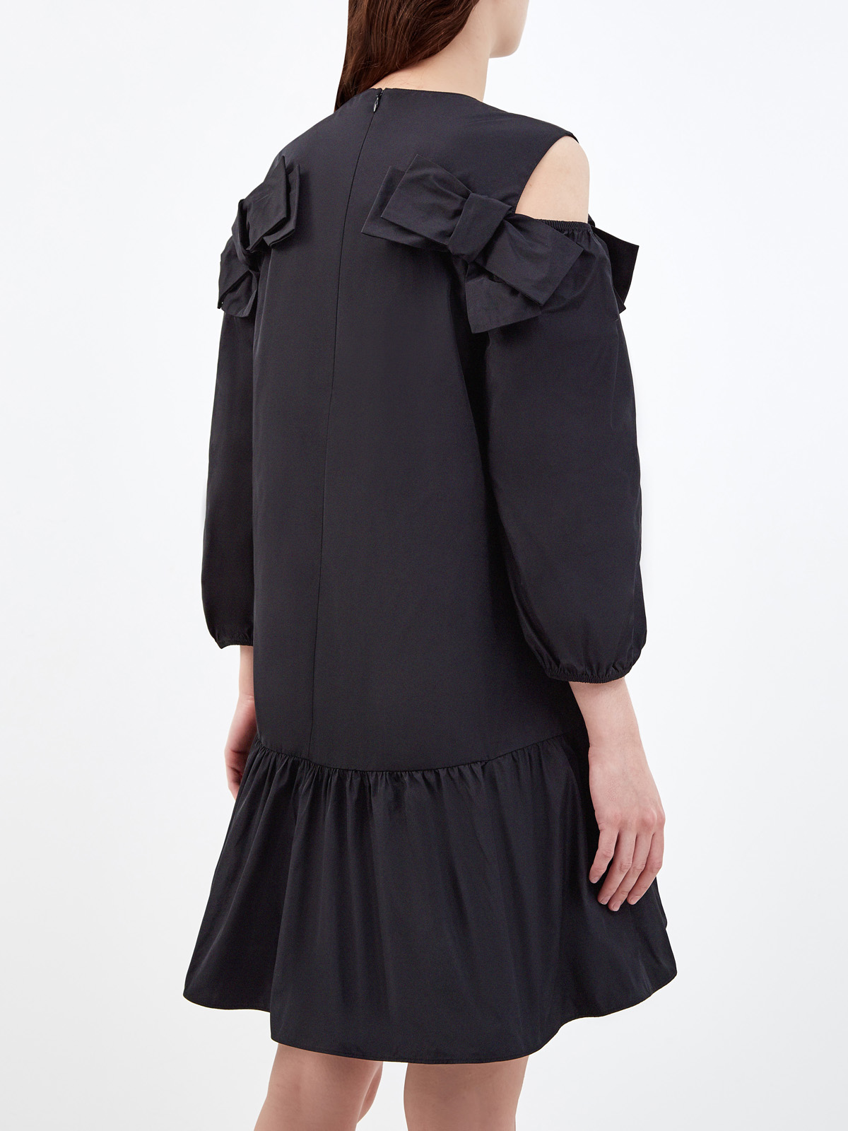 Платье с вырезами на плечах и подолом-плиссе REDVALENTINO, цвет черный, размер L;S - фото 4