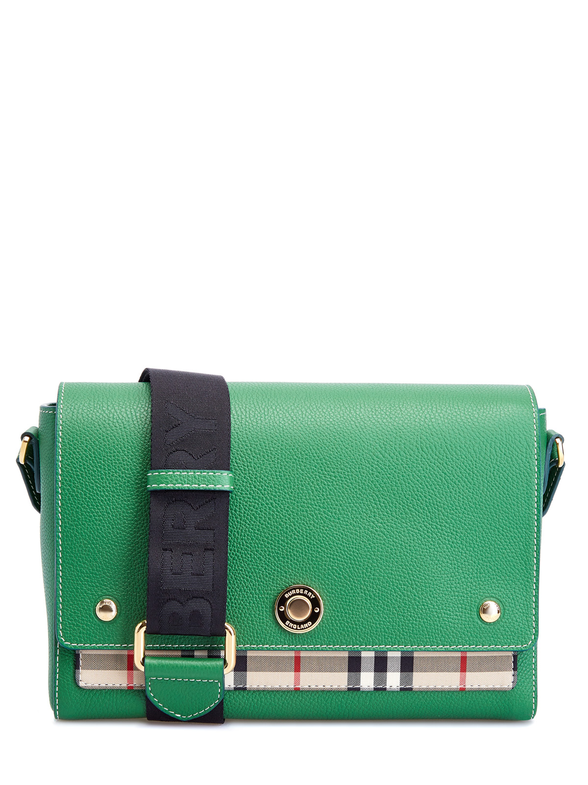 Кожаная сумка через плечо в клетку Vintage Check BURBERRY, цвет зеленый, размер 40;41;42;43;44;45 - фото 1