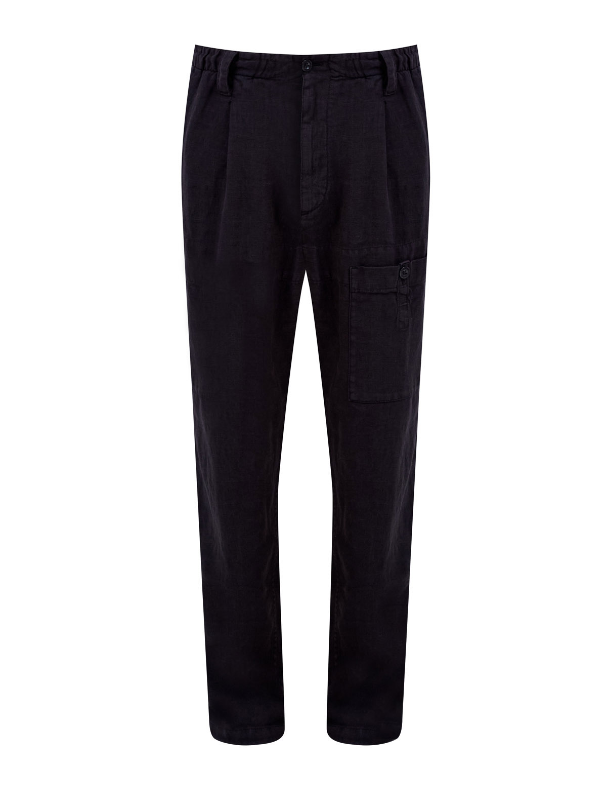 

Свободные брюки из окрашенного вручную льна с карманом-карго, Черный, Свободные брюки из окрашенного вручную льна с карманом-карго