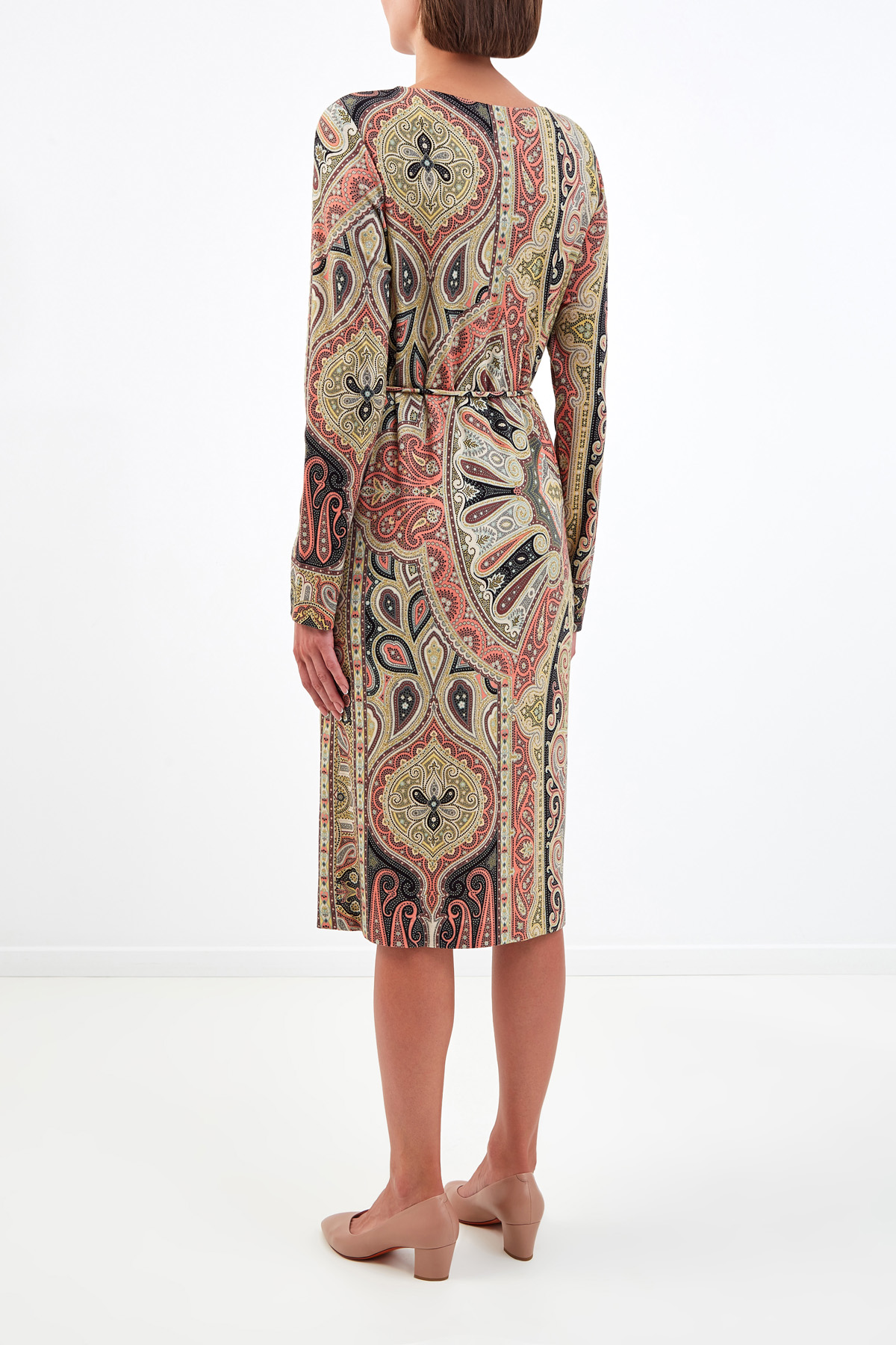 Шерстяное платье с принтом пейсли и поясом ETRO, цвет мульти, размер 42;44;46;48;50 - фото 4