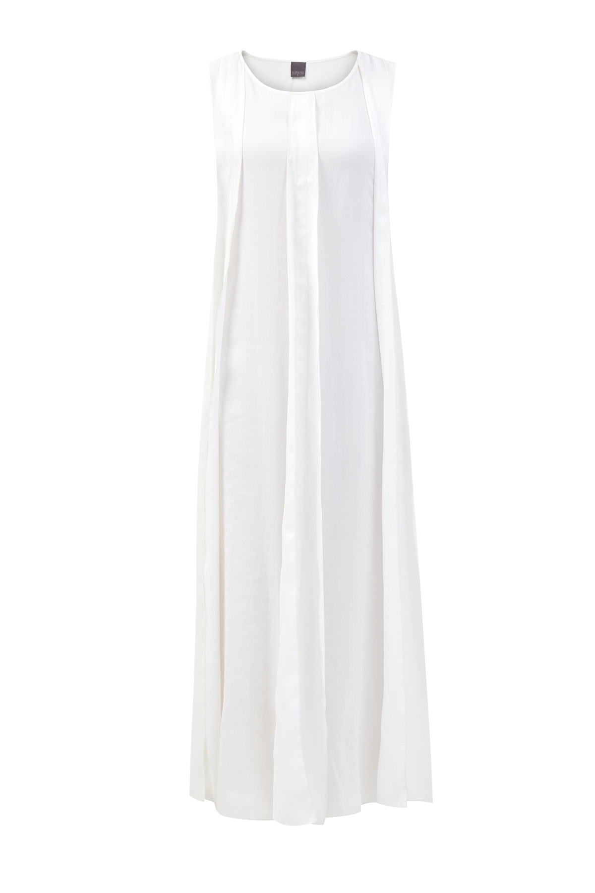 Платье из бархатистой вискозы с бисерной вышивкой ручной работы LORENA ANTONIAZZI белого цвета