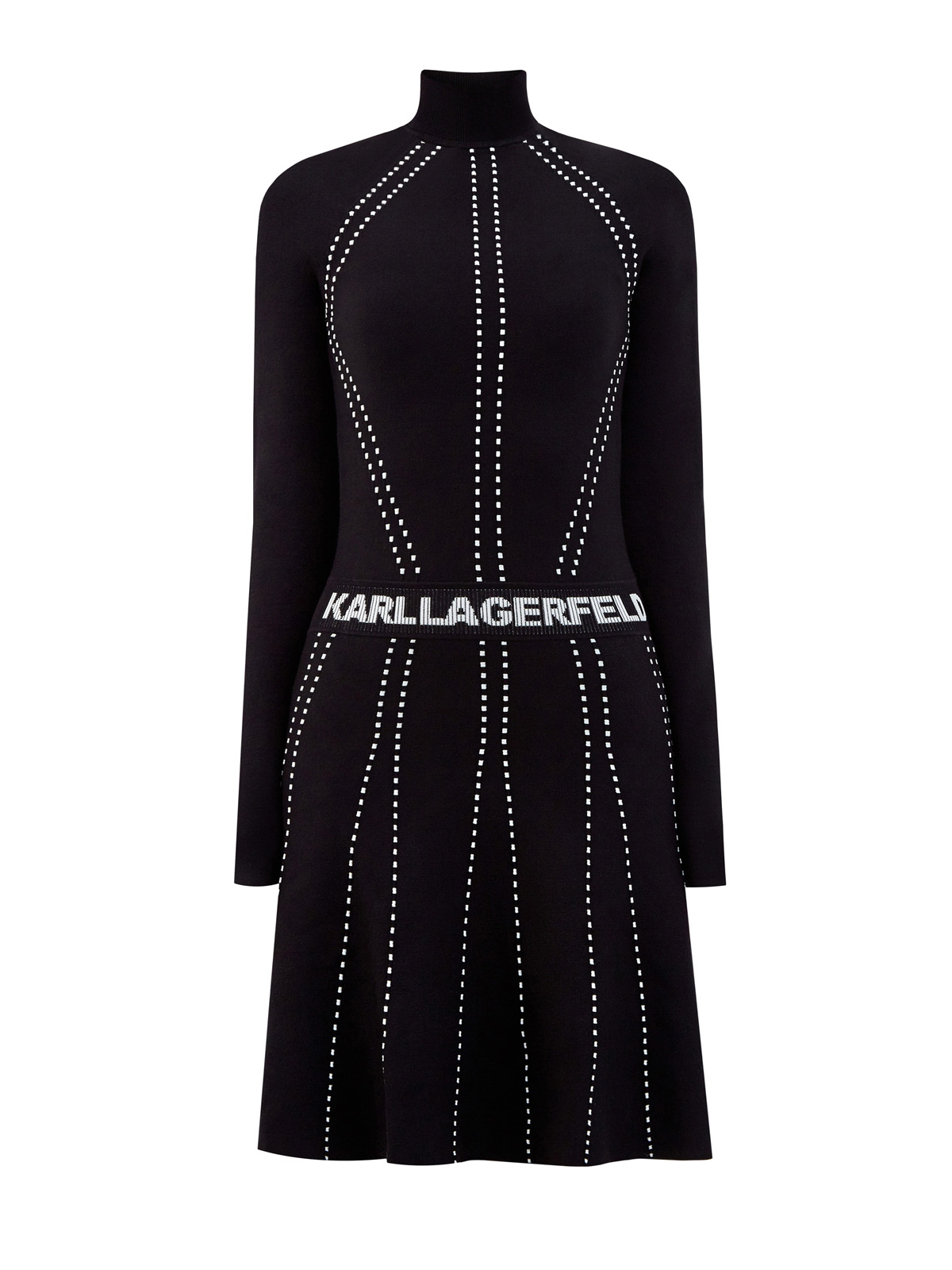 Платье из эластичного трикотажа EcoVero с контрастной отстрочкой KARL LAGERFELD, цвет черный, размер S;M;L - фото 1