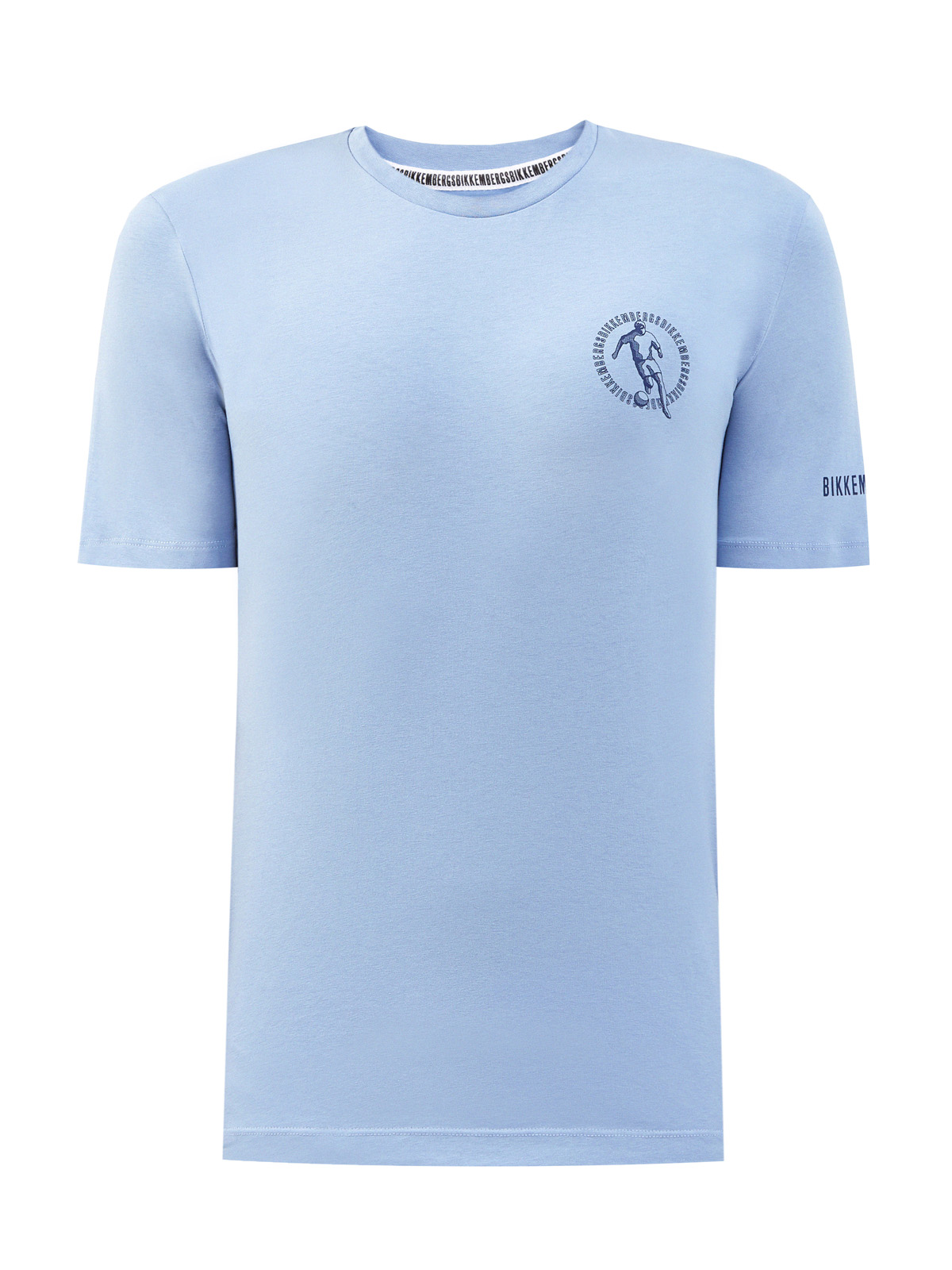 Хлопковая футболка с логотипом и принтом Soccer BIKKEMBERGS, цвет голубой, размер 2XL;S;XL - фото 1