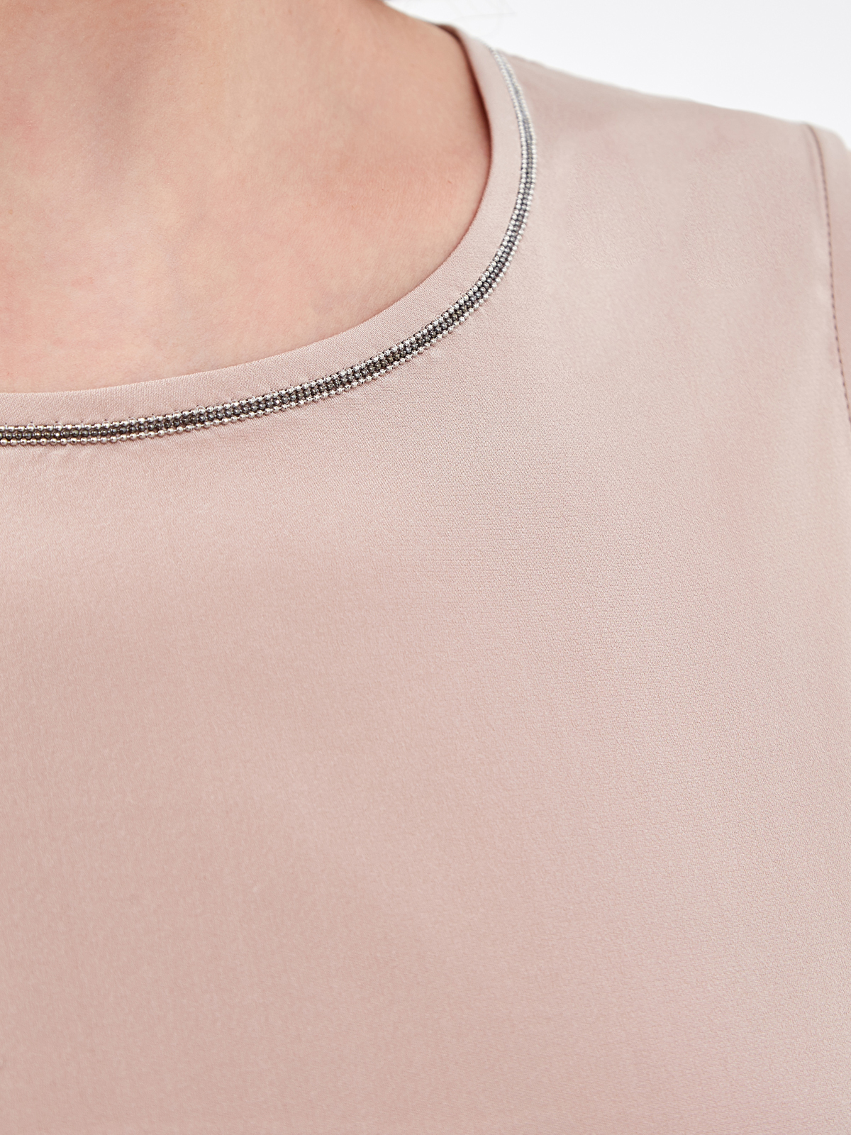 Блуза из шелкового крепдешина с ювелирными цепочками PESERICO, цвет бежевый, размер 42;44;46;50;40 - фото 3