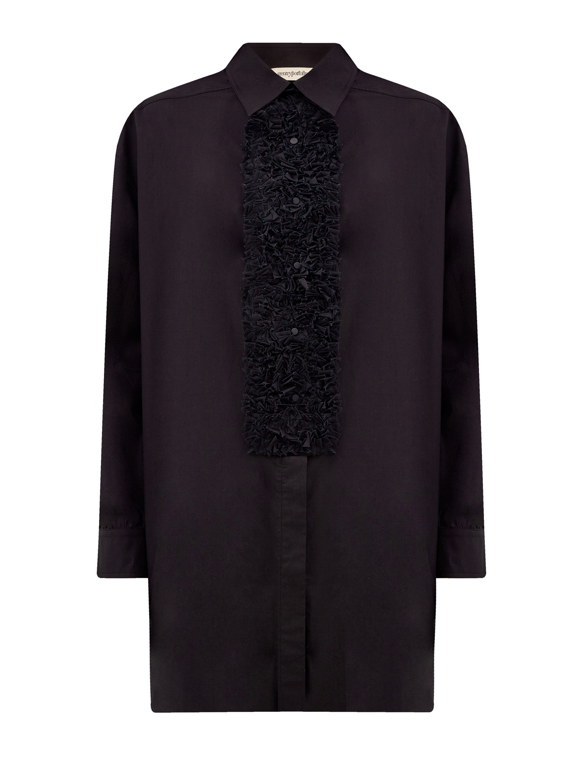 Хлопковая рубашка удлиненного кроя с декором ручной работы GENTRYPORTOFINO, цвет черный, размер 42;44;46;40