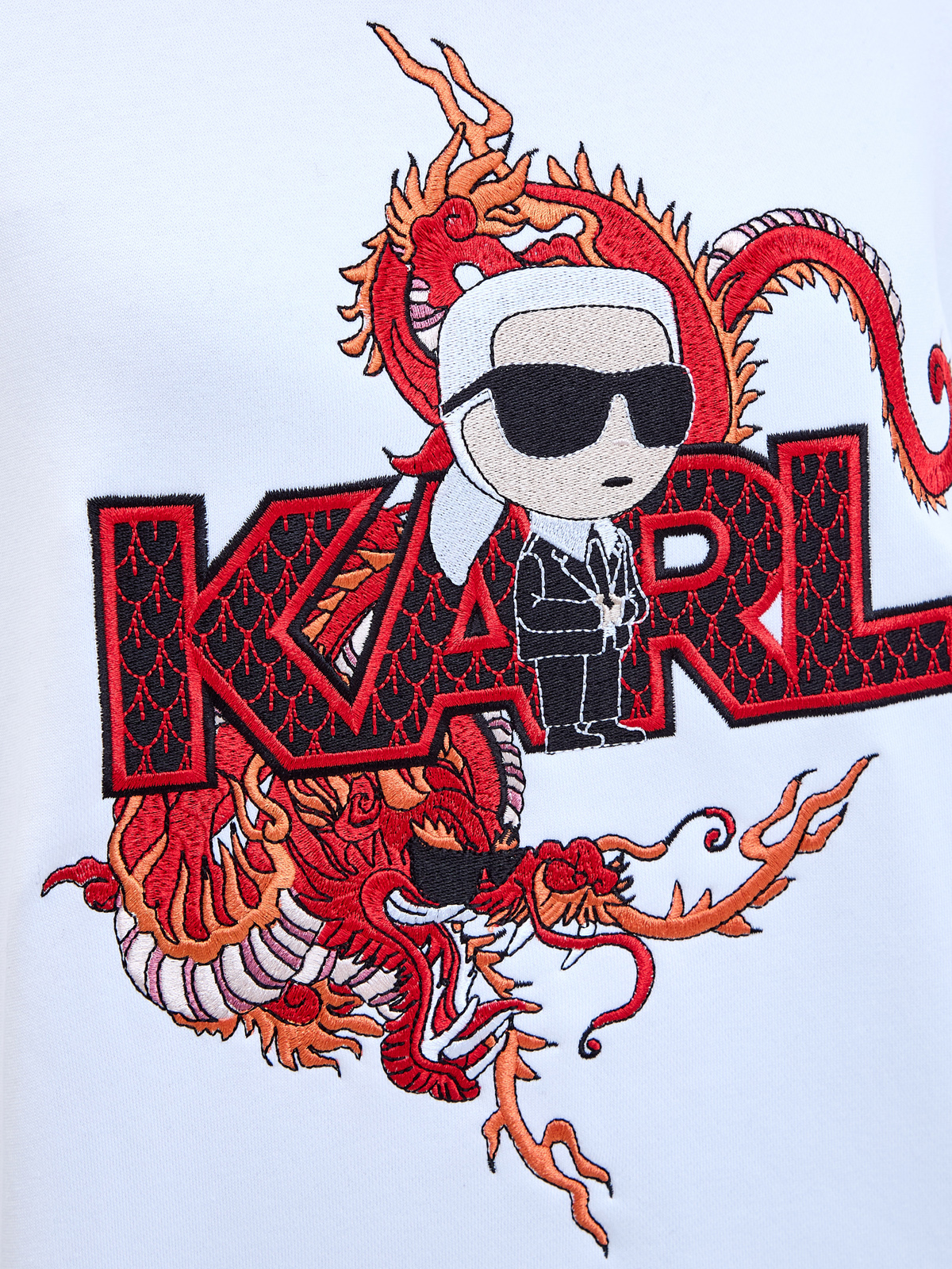 Хлопковый свитшот с вышивкой K/Ikonik Year Of The Dragon KARL LAGERFELD, цвет белый, размер S;M;L;XL Хлопковый свитшот с вышивкой K/Ikonik Year Of The Dragon - фото 5