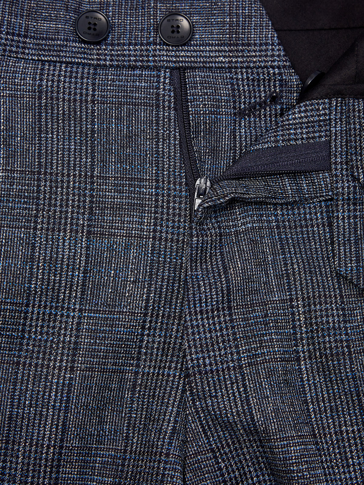 Костюмные брюки из шерсти и хлопка в мелованную клетку ETRO, цвет синий, размер 50;52;54 - фото 6
