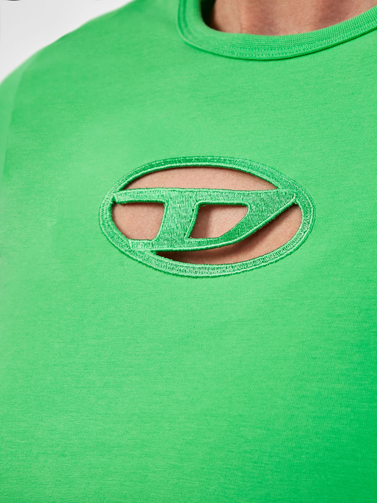 Хлопковая футболка T-Angie с вышитым лазерным логотипом DIESEL, цвет зеленый, размер M;S - фото 5