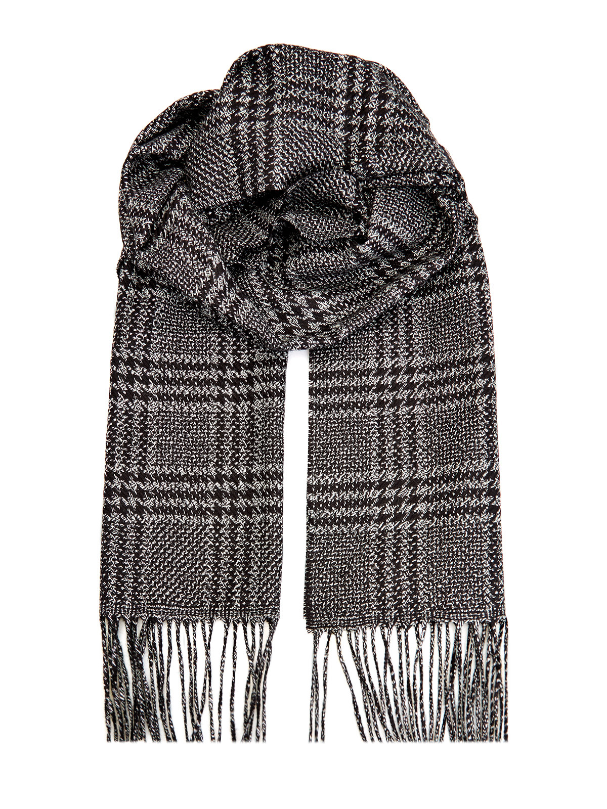 Клетчатый шарф из шелка и кашемира CANALI, цвет черно-белый, размер 40;42;44