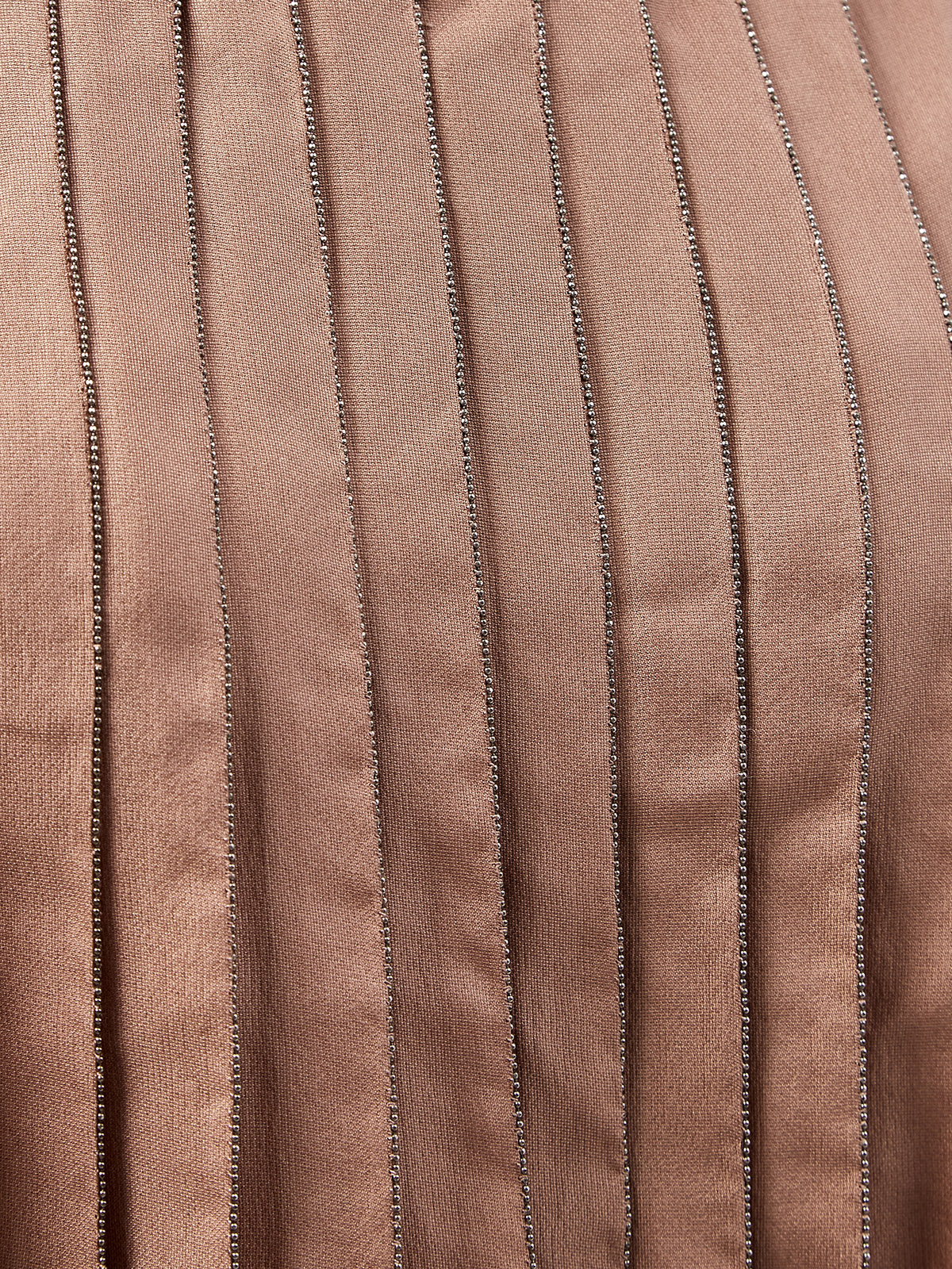 Шелковое платье с блестящими цепочками и кожаным поясом FABIANA FILIPPI, цвет коричневый, размер 48;46 - фото 3