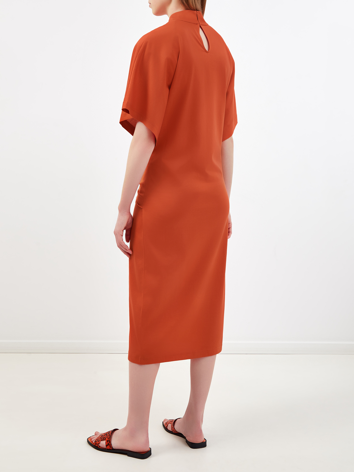 Платье-миди из джерси с поясом на запах KARL LAGERFELD, цвет оранжевый, размер S;M;L;XS - фото 4