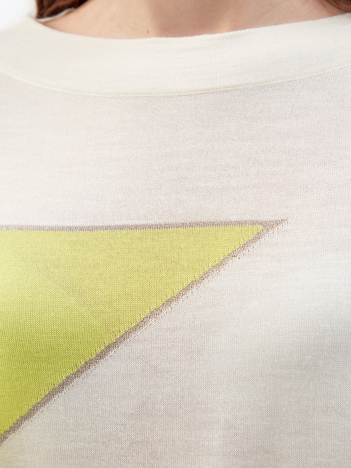 Кашемировый джемпер с отделкой из люрекса LORENA ANTONIAZZI, цвет бежевый, размер 46;42 - фото 5