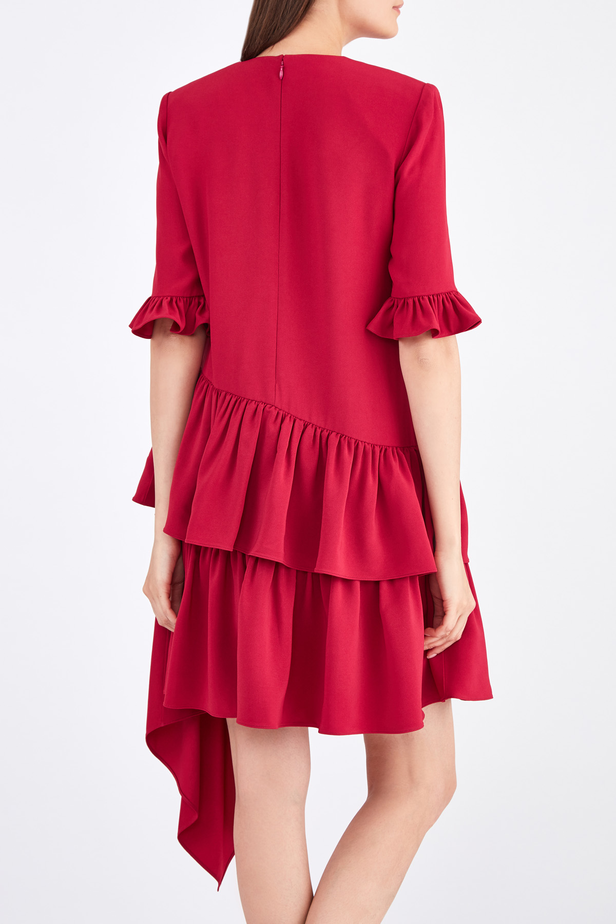 Платье оттенка фуксии с многослойным асимметричным подолом ALEXANDER MCQUEEN, цвет розовый, размер 40;42;44 - фото 4