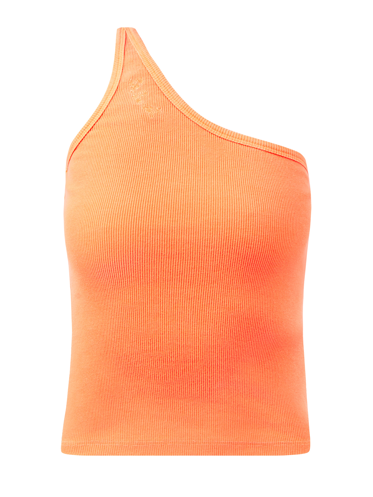 Топ асимметричного кроя в рубчик с вышивкой в тон MC2 SAINT BARTH, цвет оранжевый, размер 40;42;44 - фото 1