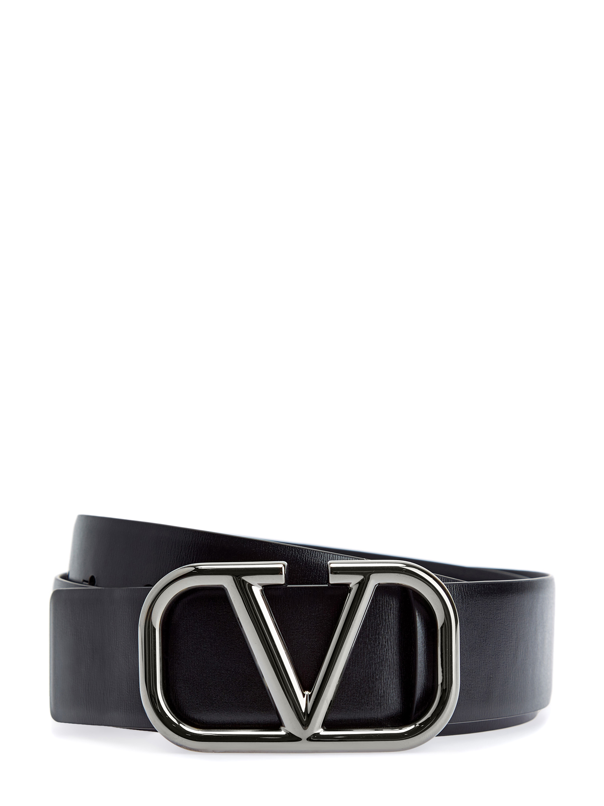 Однотонный кожаный ремень с литой пряжкой VLOGO VALENTINO GARAVANI, цвет черный, размер 50;52;54;56;48