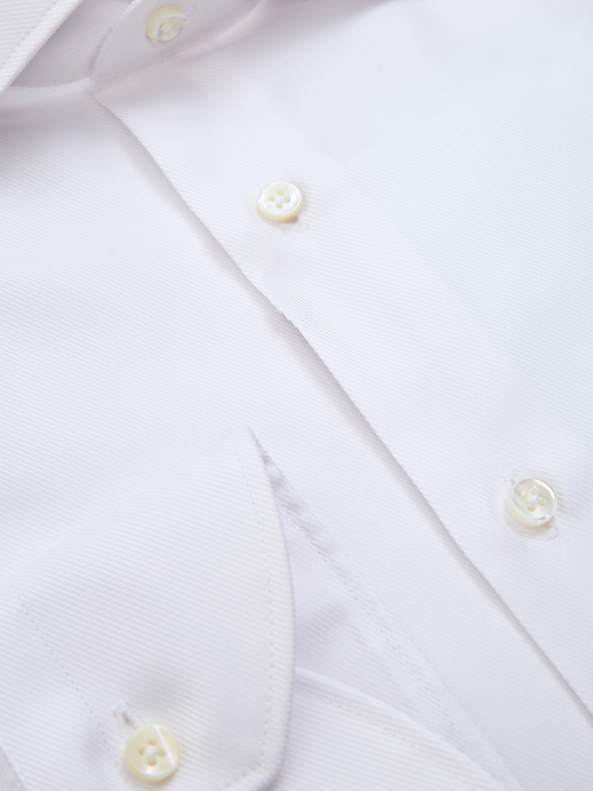 Однотонная рубашка из диагонального хлопкового твила CANALI, цвет белый, размер 52;52;54;56;58;60 - фото 3