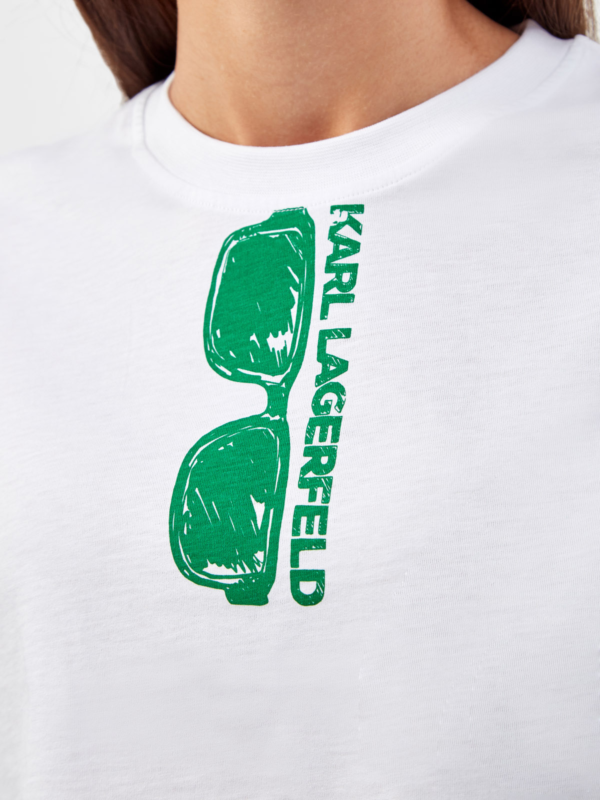 Свободная футболка из хлопка джерси с принтом KARL LAGERFELD, цвет белый, размер XS;S;M;L;XL - фото 5