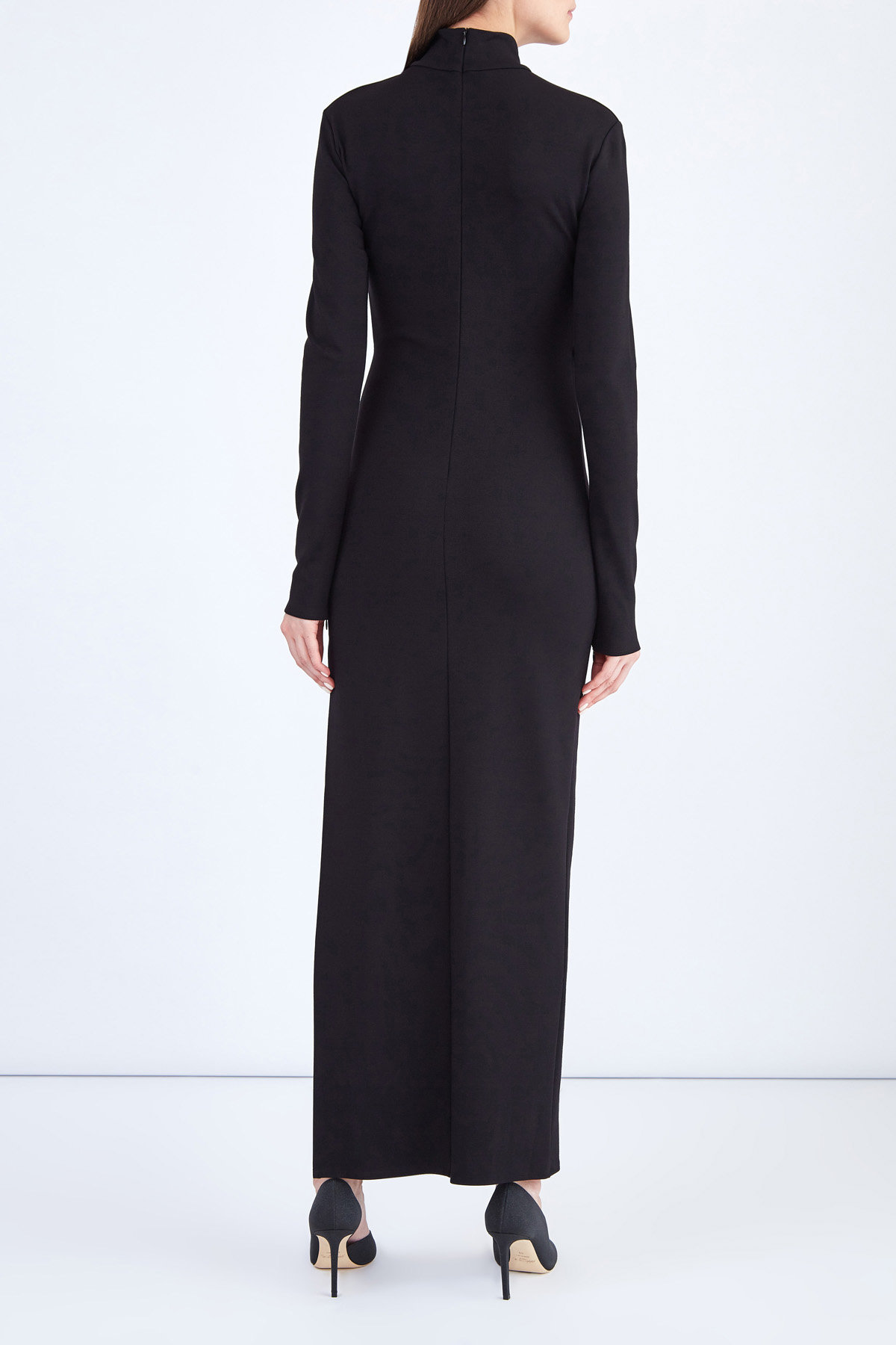 Платье-макси из струящейся ткани с высоким разрезом на подоле ALEXANDER TEREKHOV, цвет черный, размер 48 - фото 4