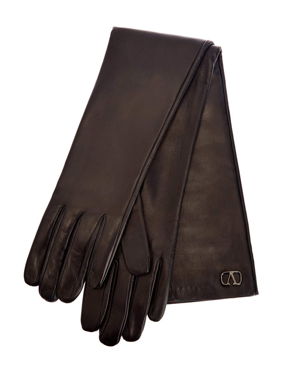 Перчатки из кожи наппа с рутениевым покрытием фурнитуры VALENTINO GARAVANI, цвет черный, размер XS;S;M;L - фото 1