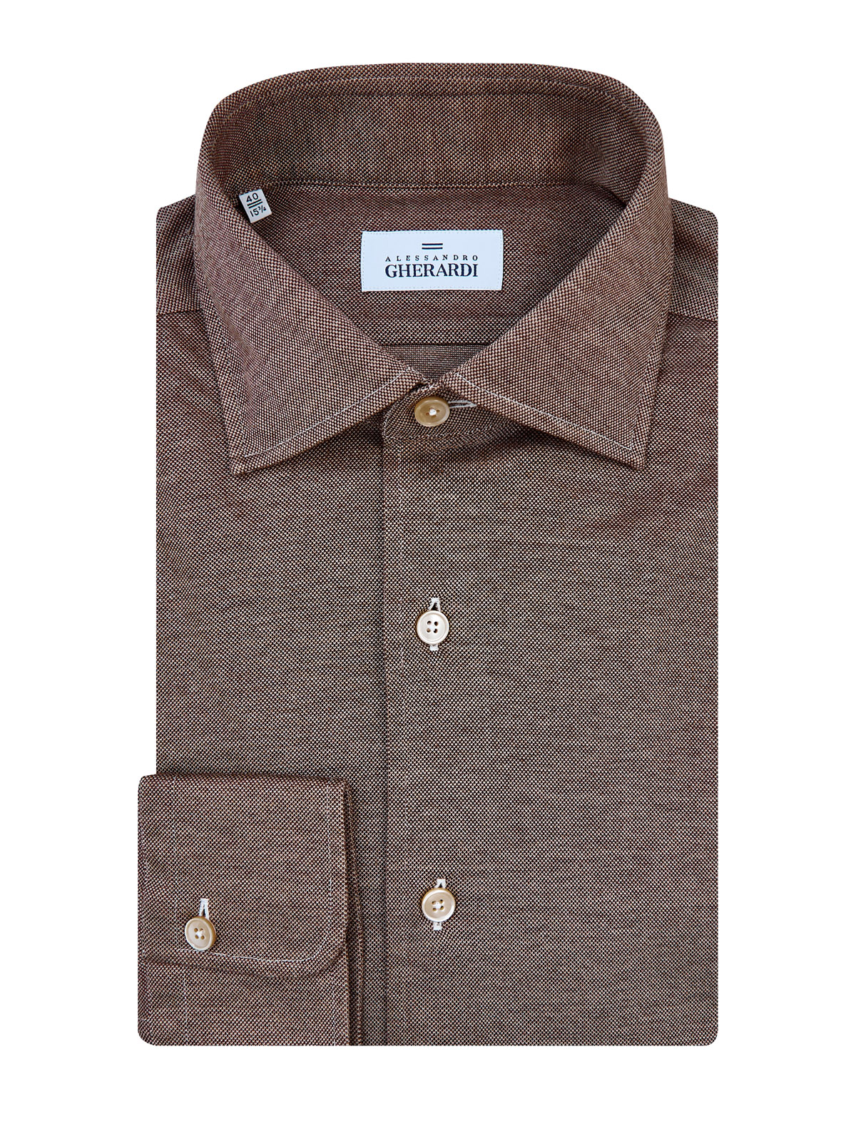 

Рубашка из плотного хлопка пике в коричневой гамме, Коричневый, Рубашка из плотного хлопка пике в коричневой гамме