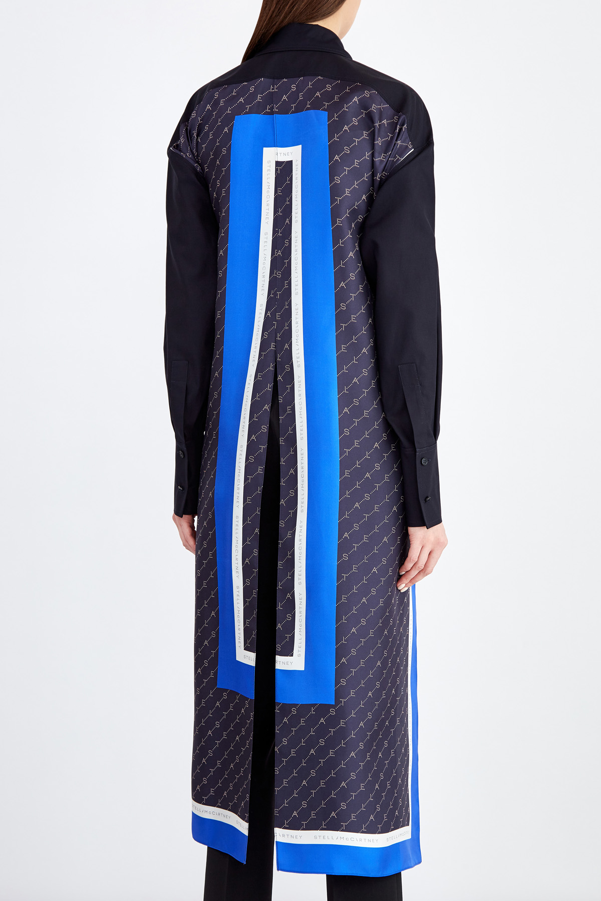 Рубашка асимметричного силуэта с удлиненным шлейфом из шелка STELLA McCARTNEY, цвет черный, размер XS - фото 4