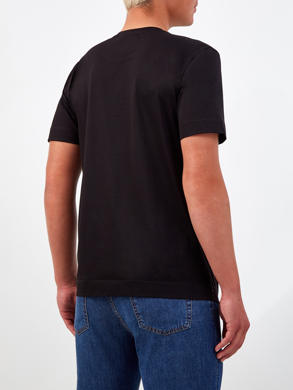 Однотонная футболка из гладкого хлопка джерси CUDGI, цвет черный, размер 50;54;56 - фото 4