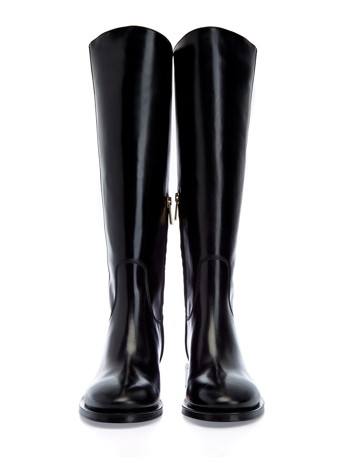 Высокие сапоги в жокейском стиле из полированной кожи SANTONI, цвет черный, размер 37;37.5;38;38.5;39;39.5 - фото 5